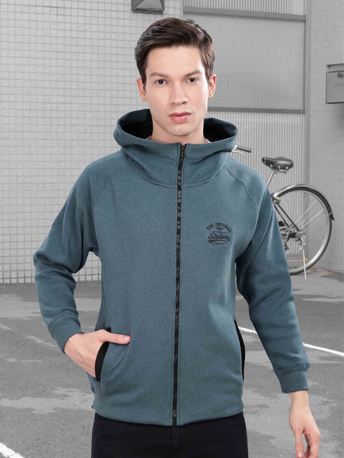 Denim Blue Zipper Hoodies for Men