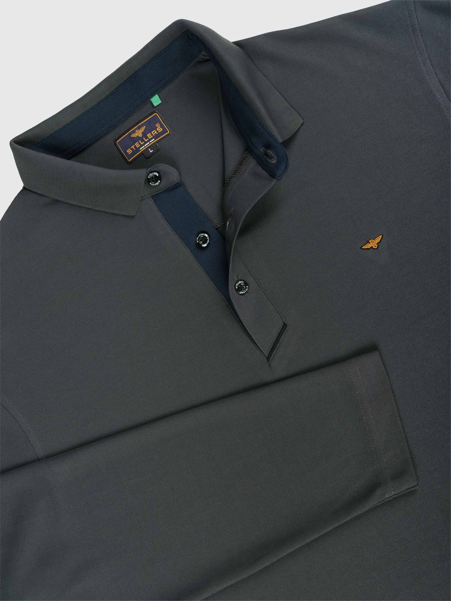 Men's Dark Grey Full Sleeve Polo T-Shirt