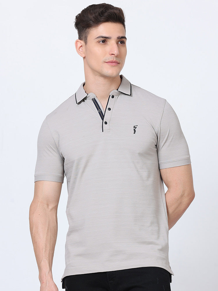 Moose Grey Premium Pique Crush Polo T-Shirt
