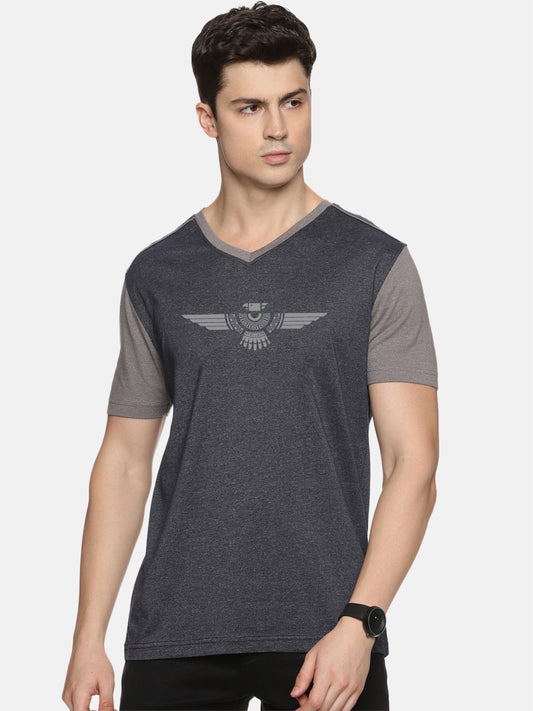 Men's Black Cotton Vee neck t shirts