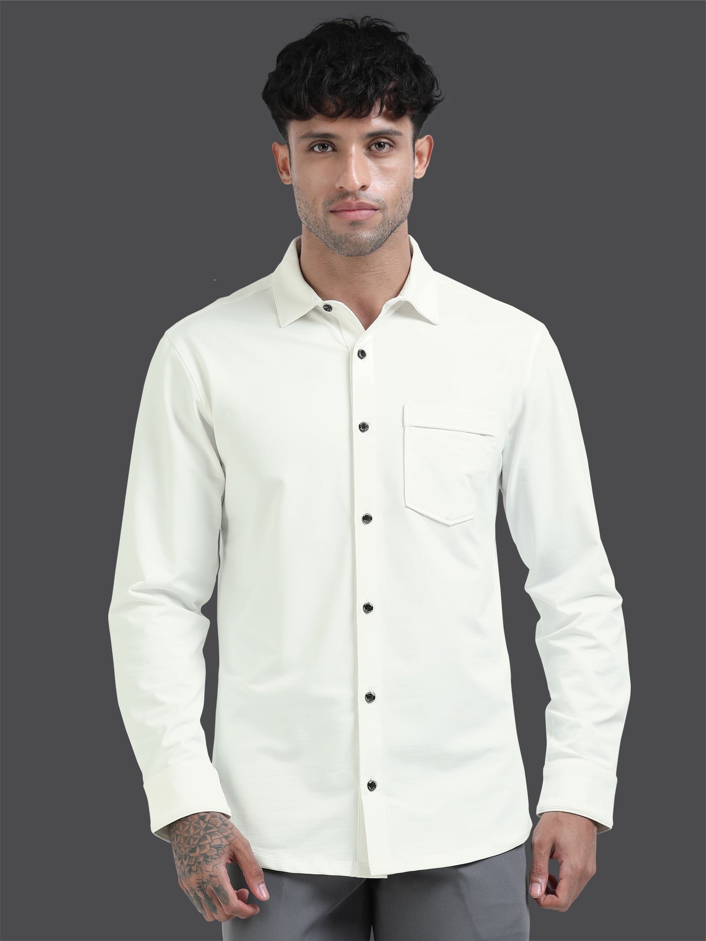 STELLERS Premium Cotton Formal Shirt - White | Stretchable | Wrinkle Free | Quick Dry | Feather Touch Feel