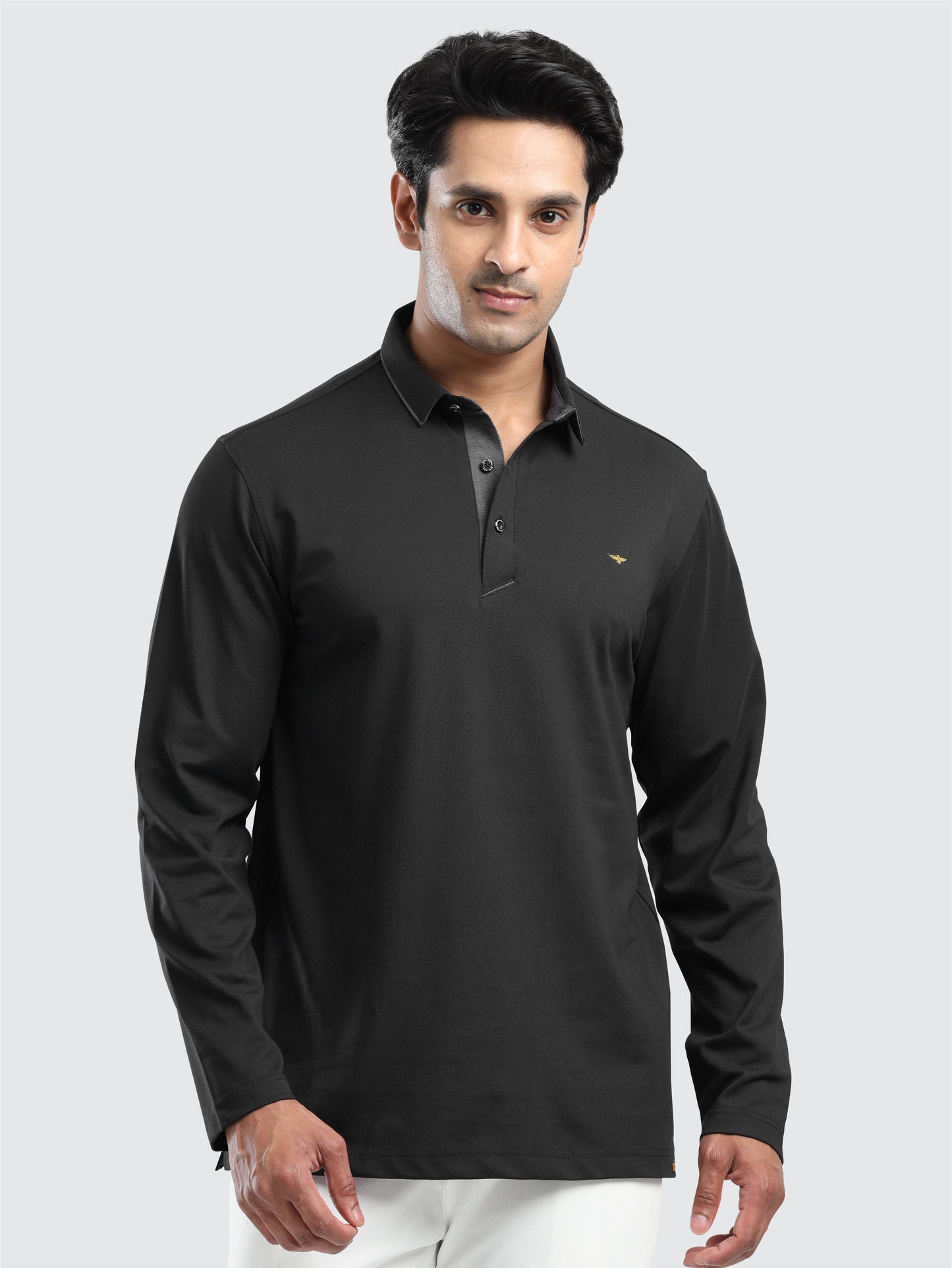 Black PQ Polo Full Sleeve T Shirt for Men
