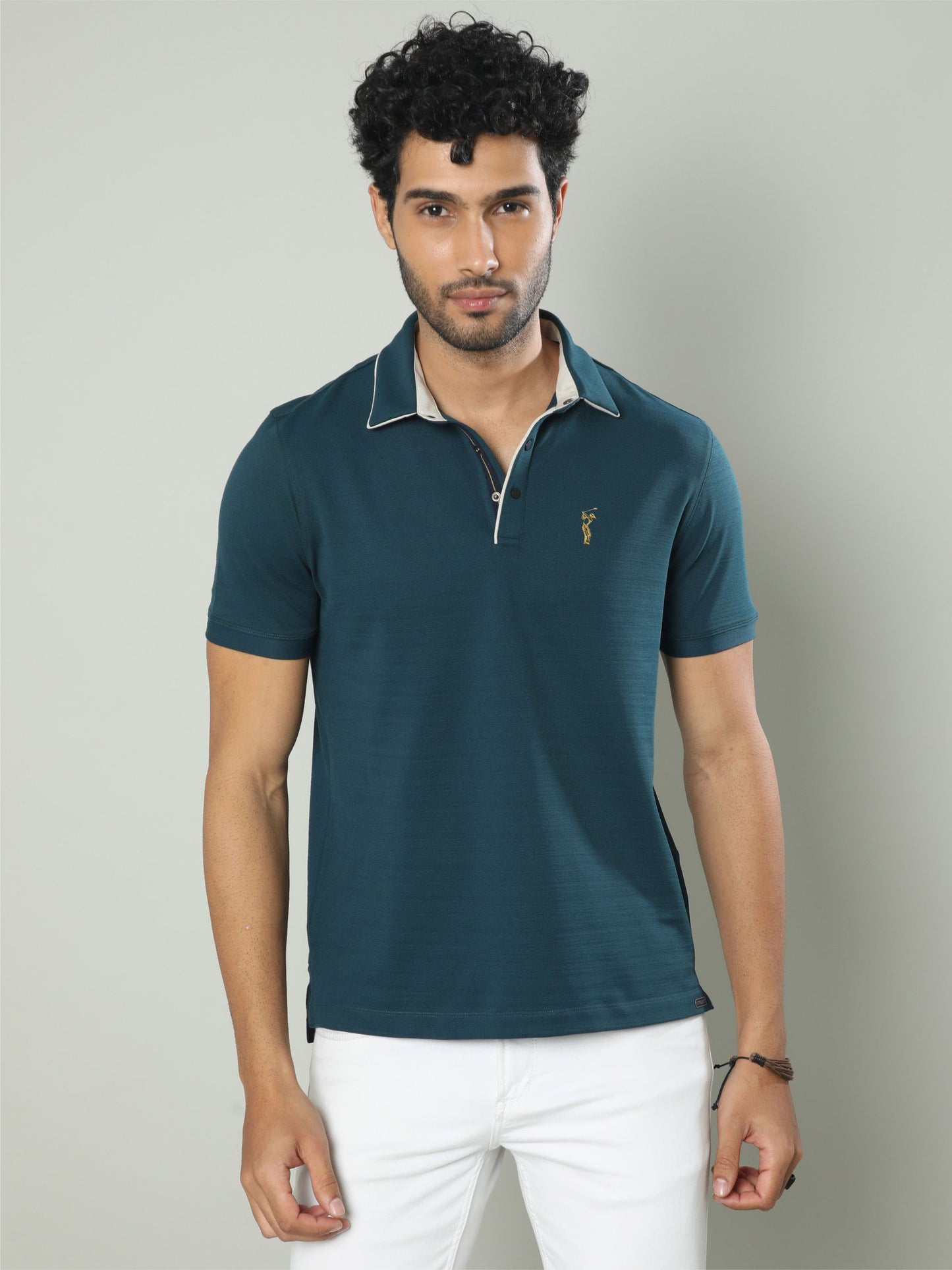 Teal Blue Premium Pique Crush Polo T-Shirt