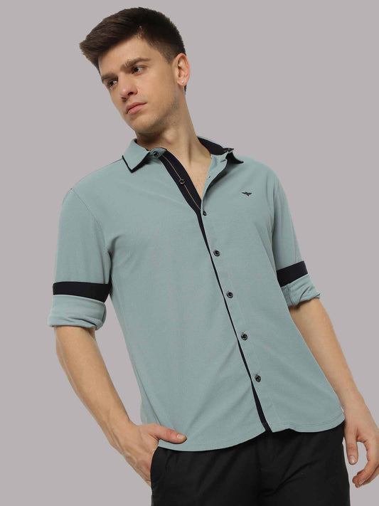 Men's Premium Knitted Shirts-Misty Green
