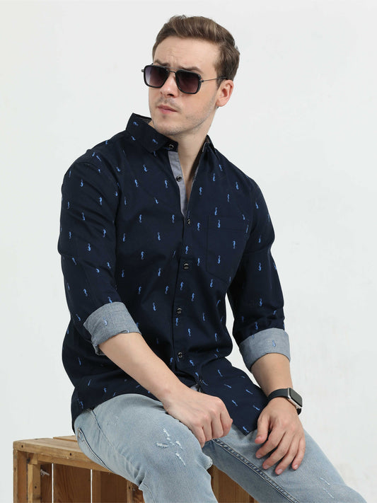 Navy Blue Men's Premium Casual Shirt