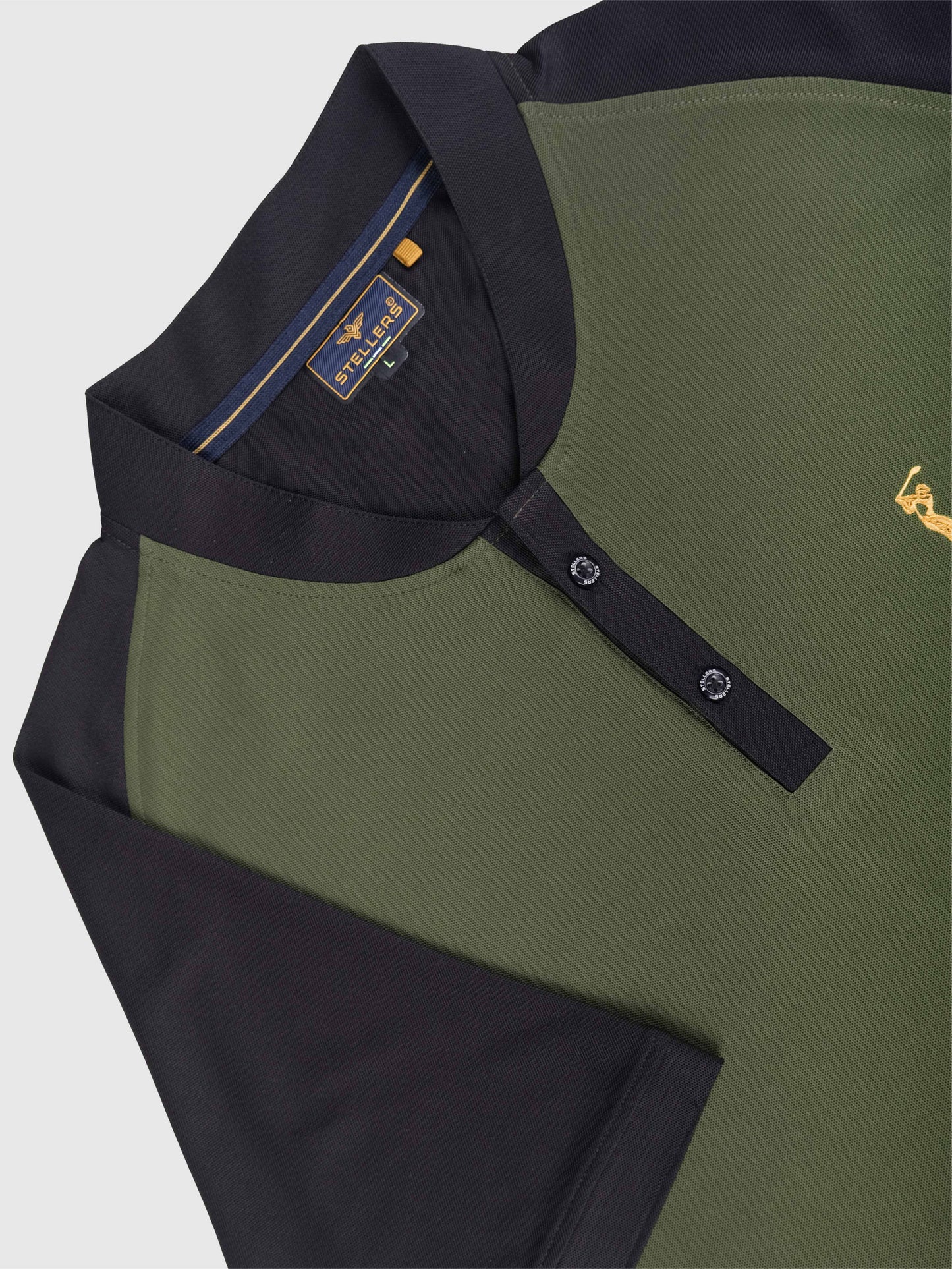 Men’s Olive Green Chinese Collar Polo T-shirt – Raglan Sleeves | Wrinkle-Free | Quick Dry |  Odour-Free | Stretchable | UV Protected