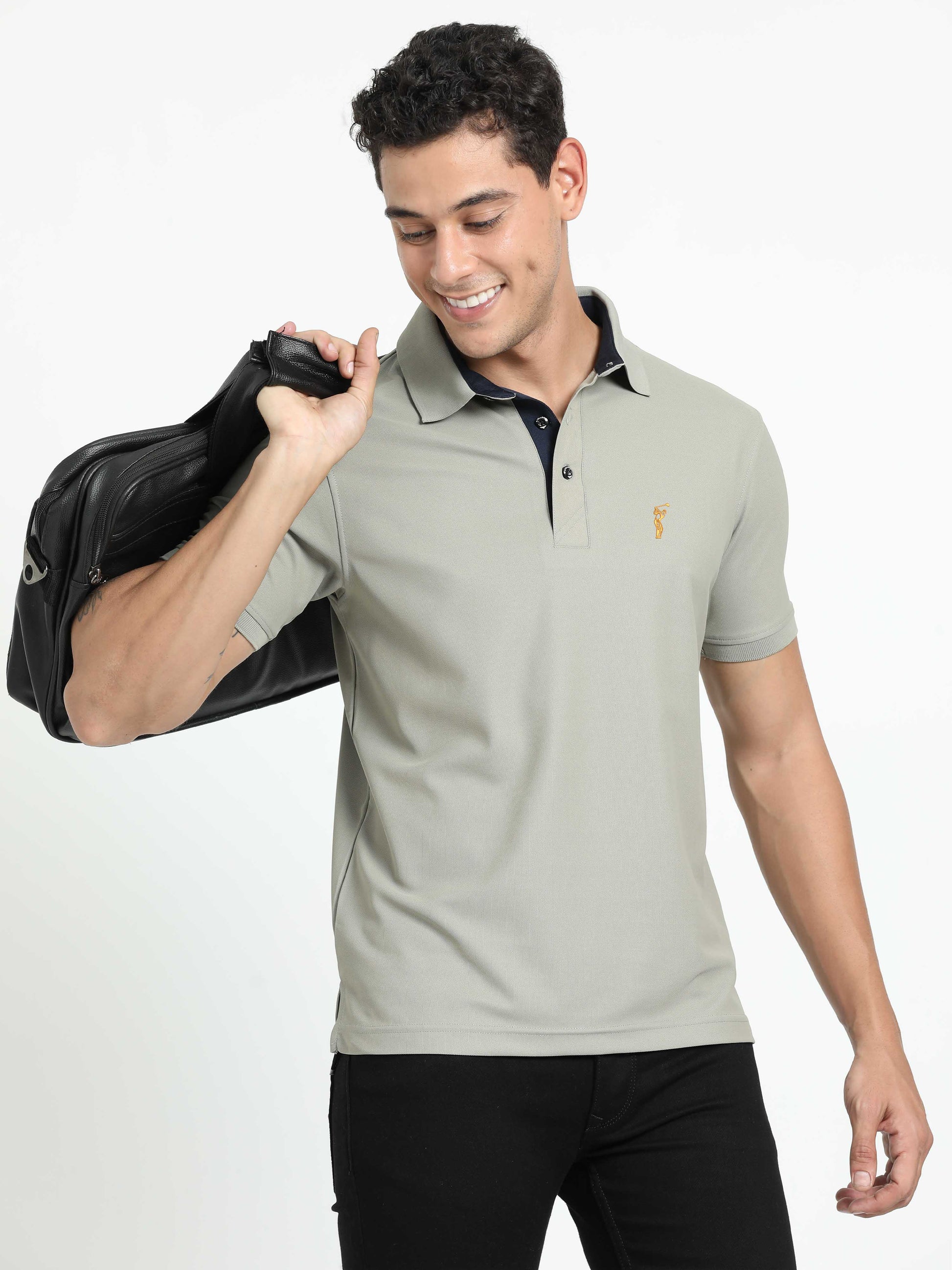 Moose Grey Polo T Shirt for Men Online