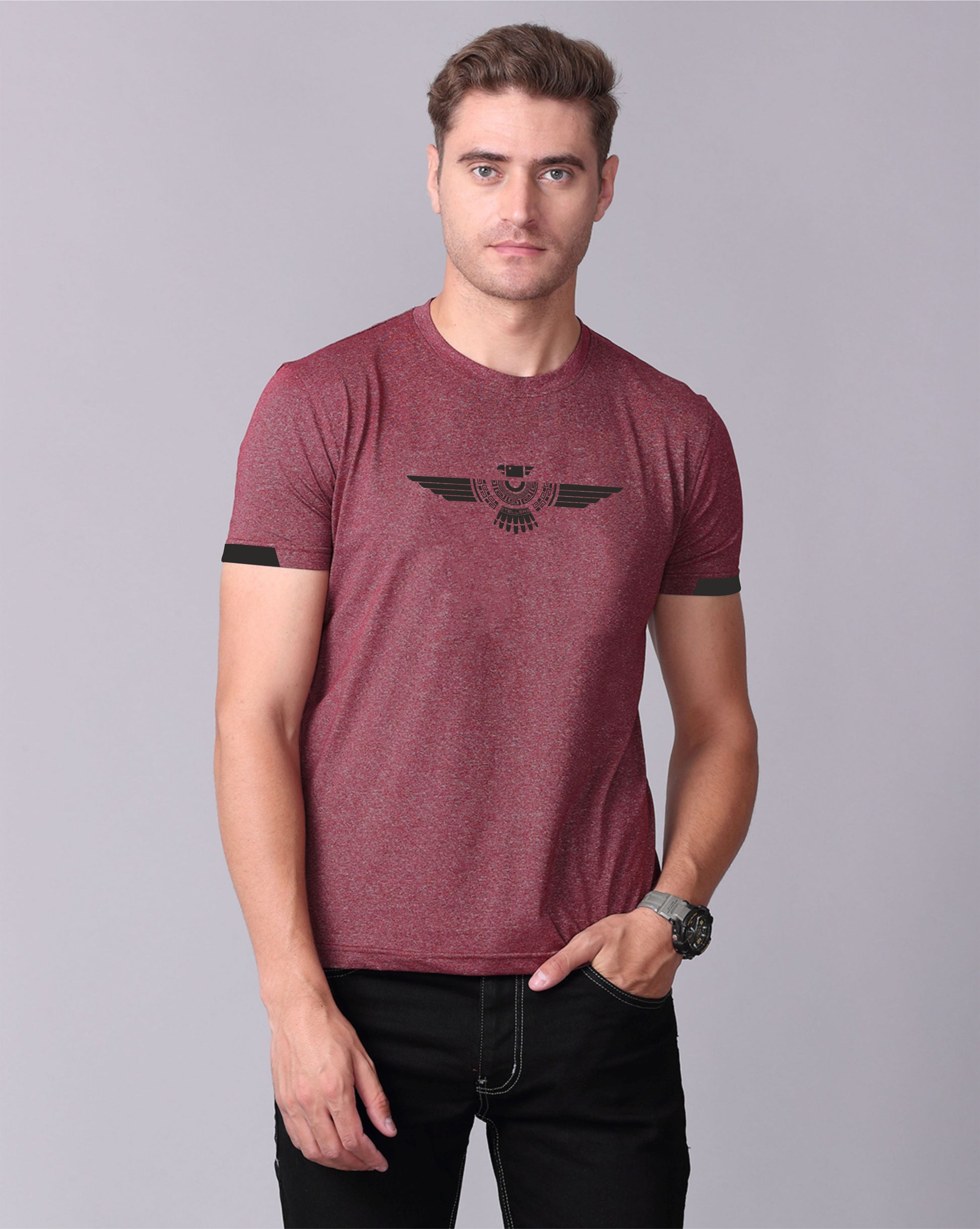 Maroon Men's Round Neck T Shirt