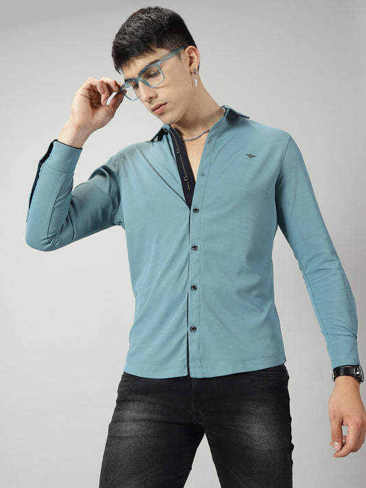 Men's Premium Knitted Shirts-Nile Blue
