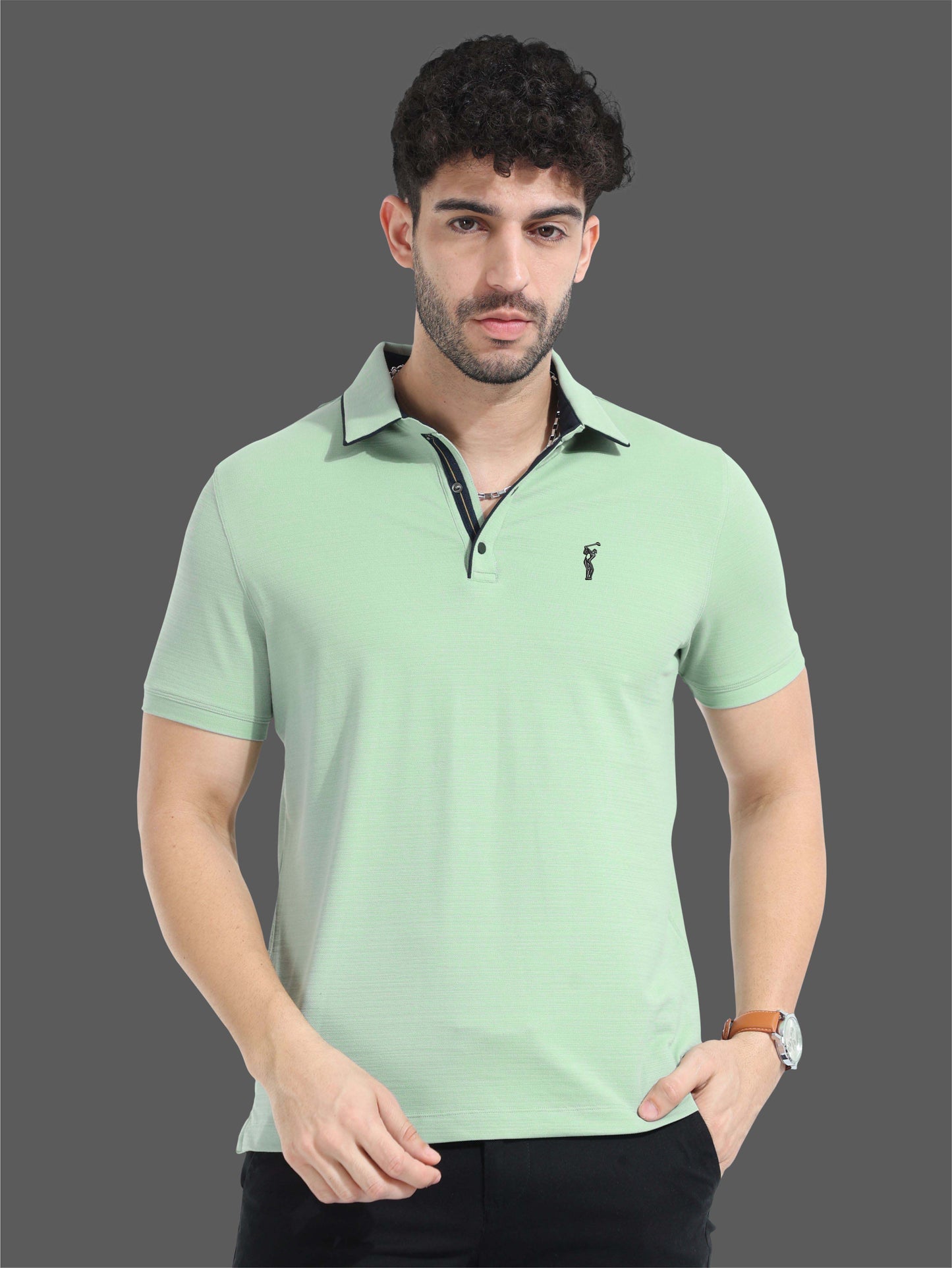 Sea Green Premium Pique Crush Polo T-Shirt