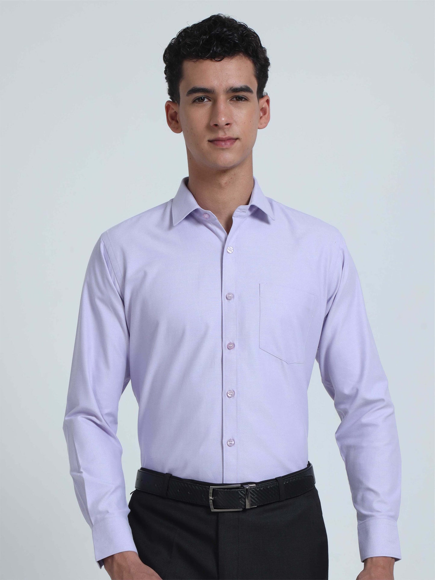 Light Purple Men's Premium Oxford Office Formals-Plus Size