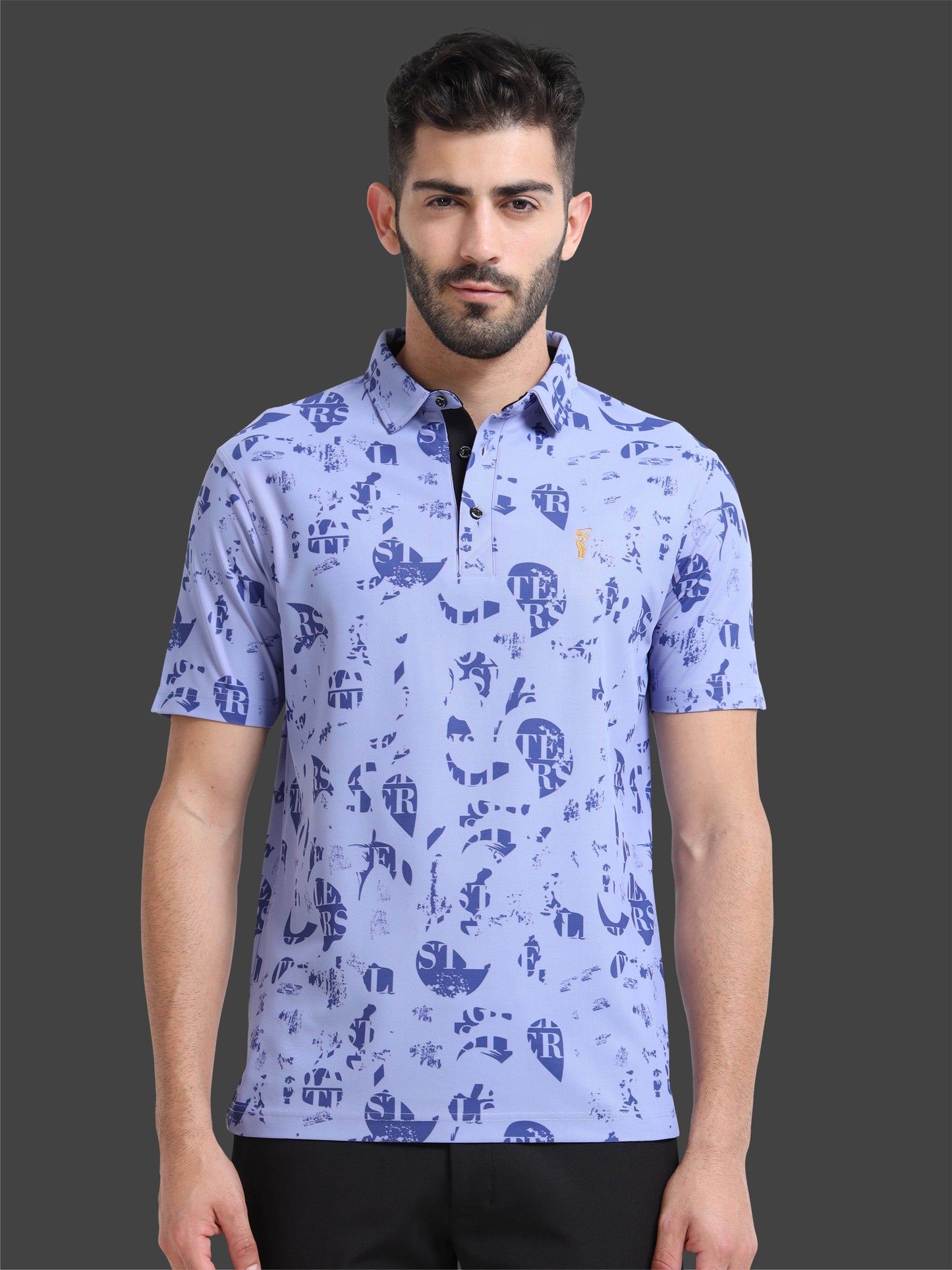 Camstel Purple Printed Polo T Shirt for Men 