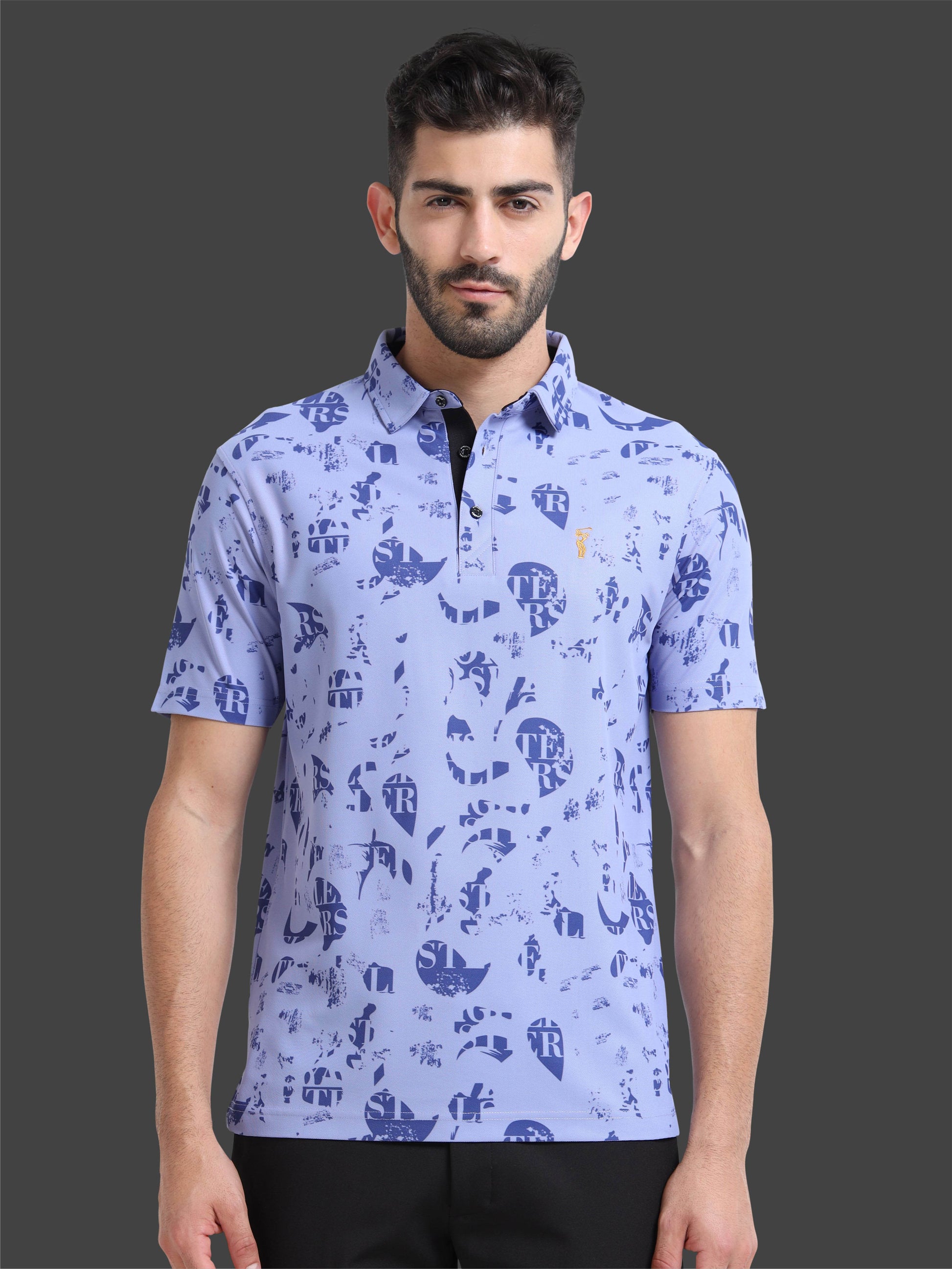 Camstel Purple Printed Polo T Shirt for Men 