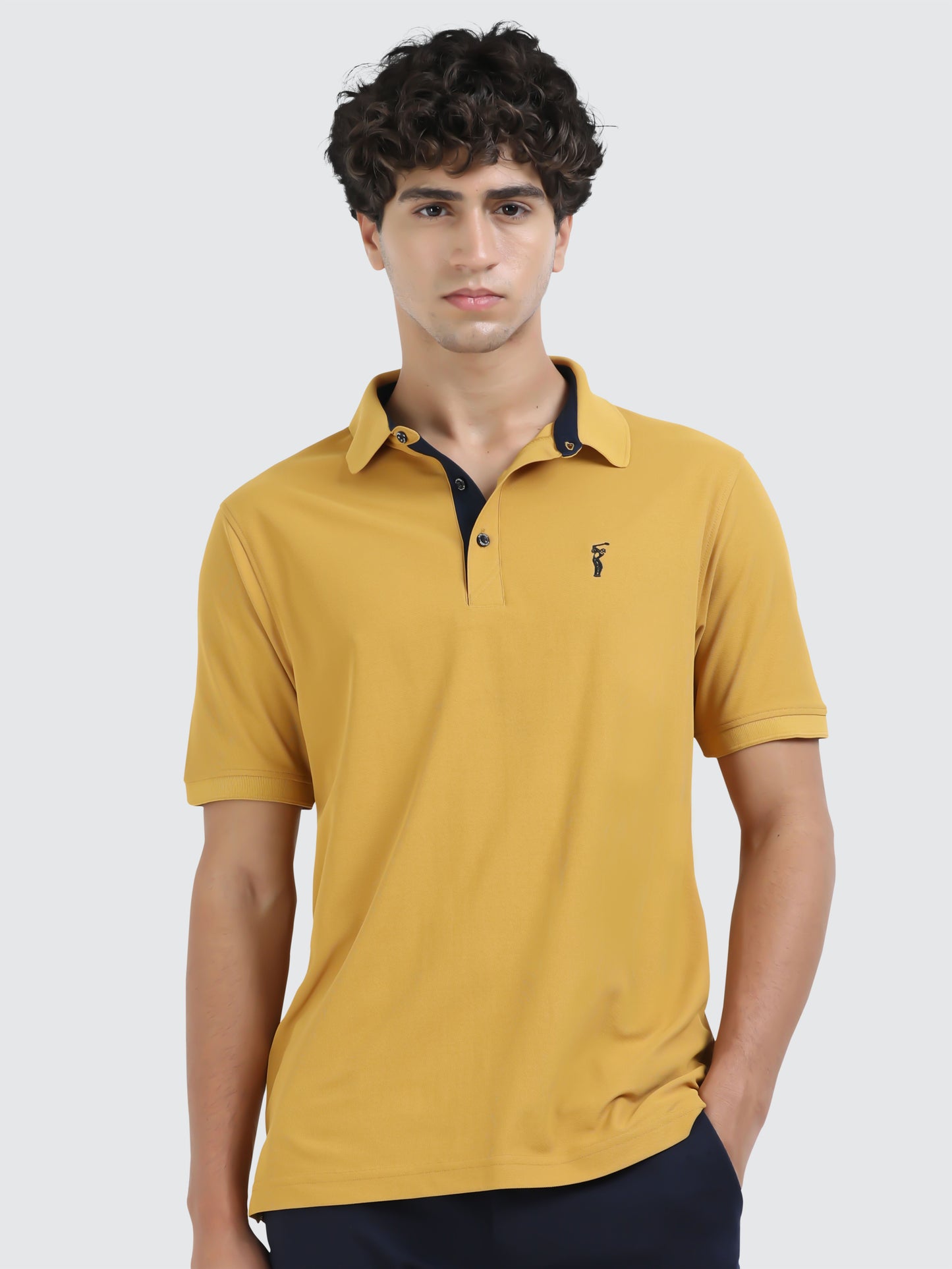 Men Mustard Premium Golf Polo T-Shirt | Quick Dry | Stretchable | UV Protected | Wrinkle & Odour-Free