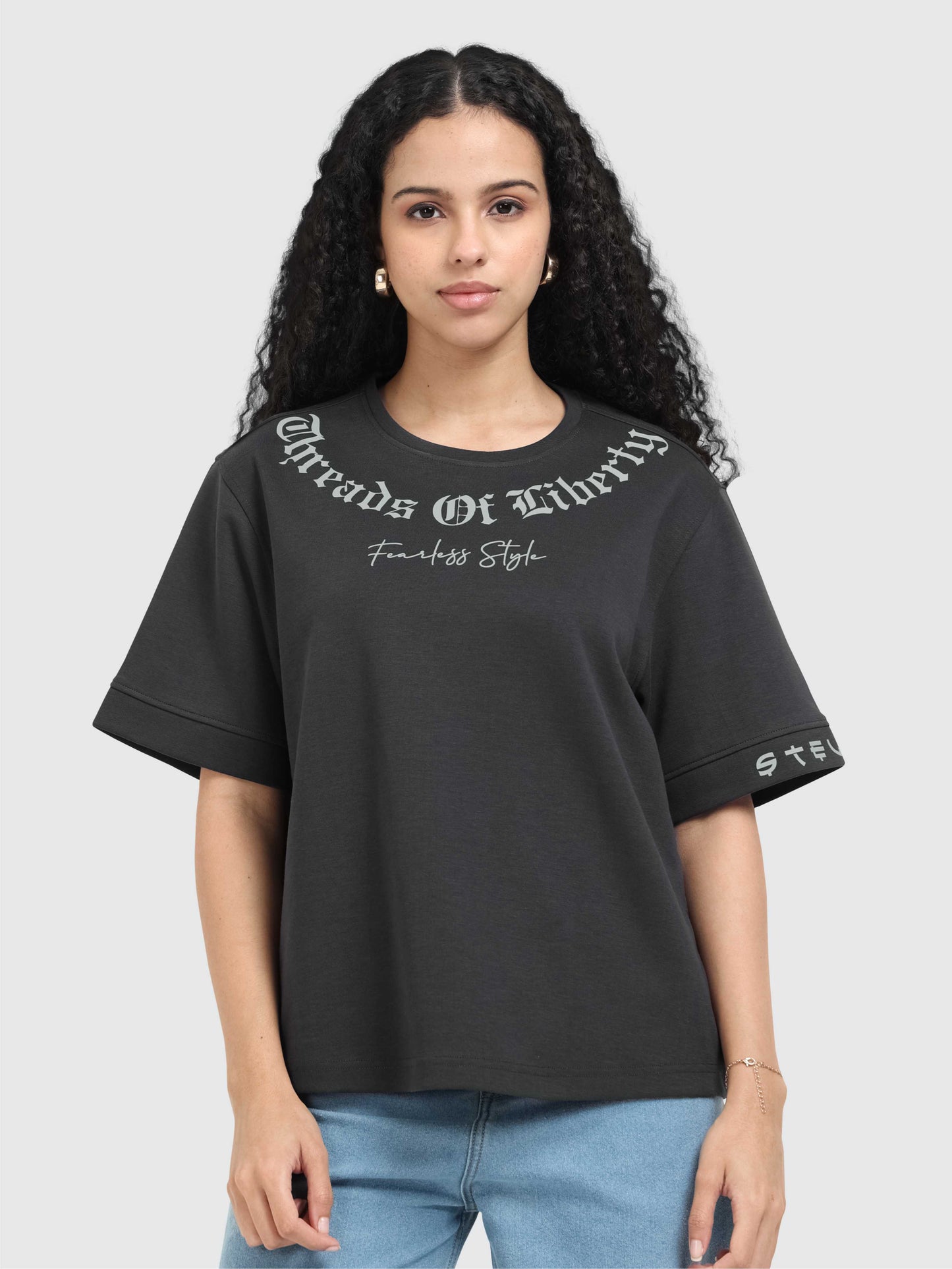 Dark Grey Oversized T Shirt for Women