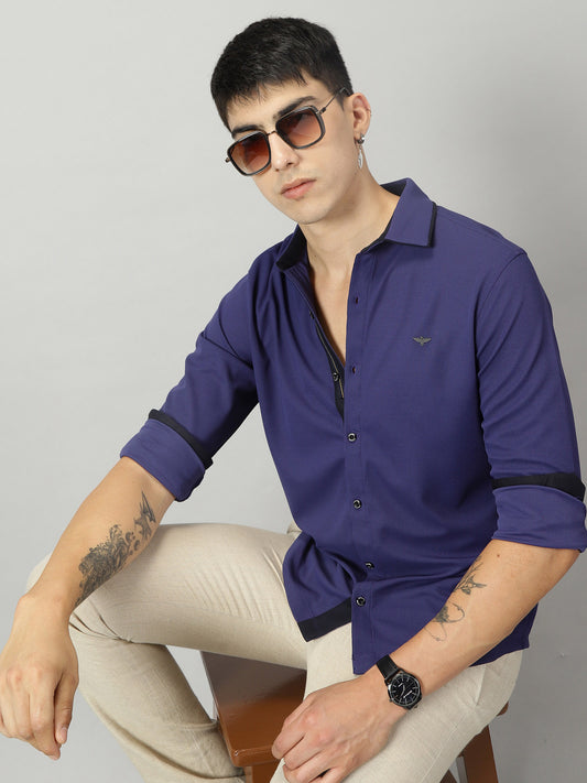 Men's Premium Knitted Shirts-Neon Blue