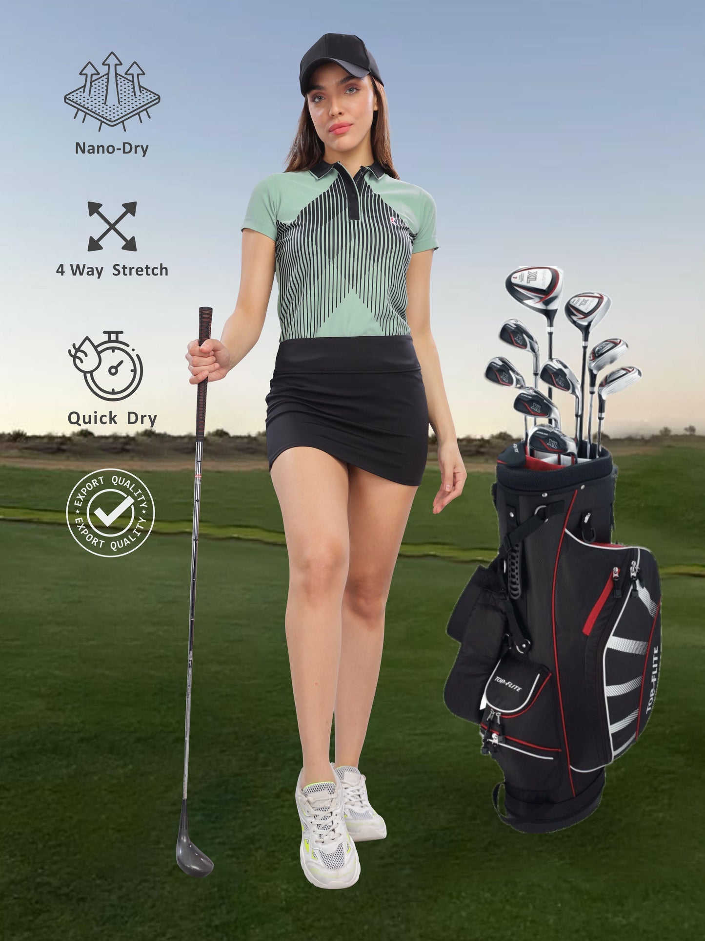 Misty-Green Women Active Wear Polo T-shirts