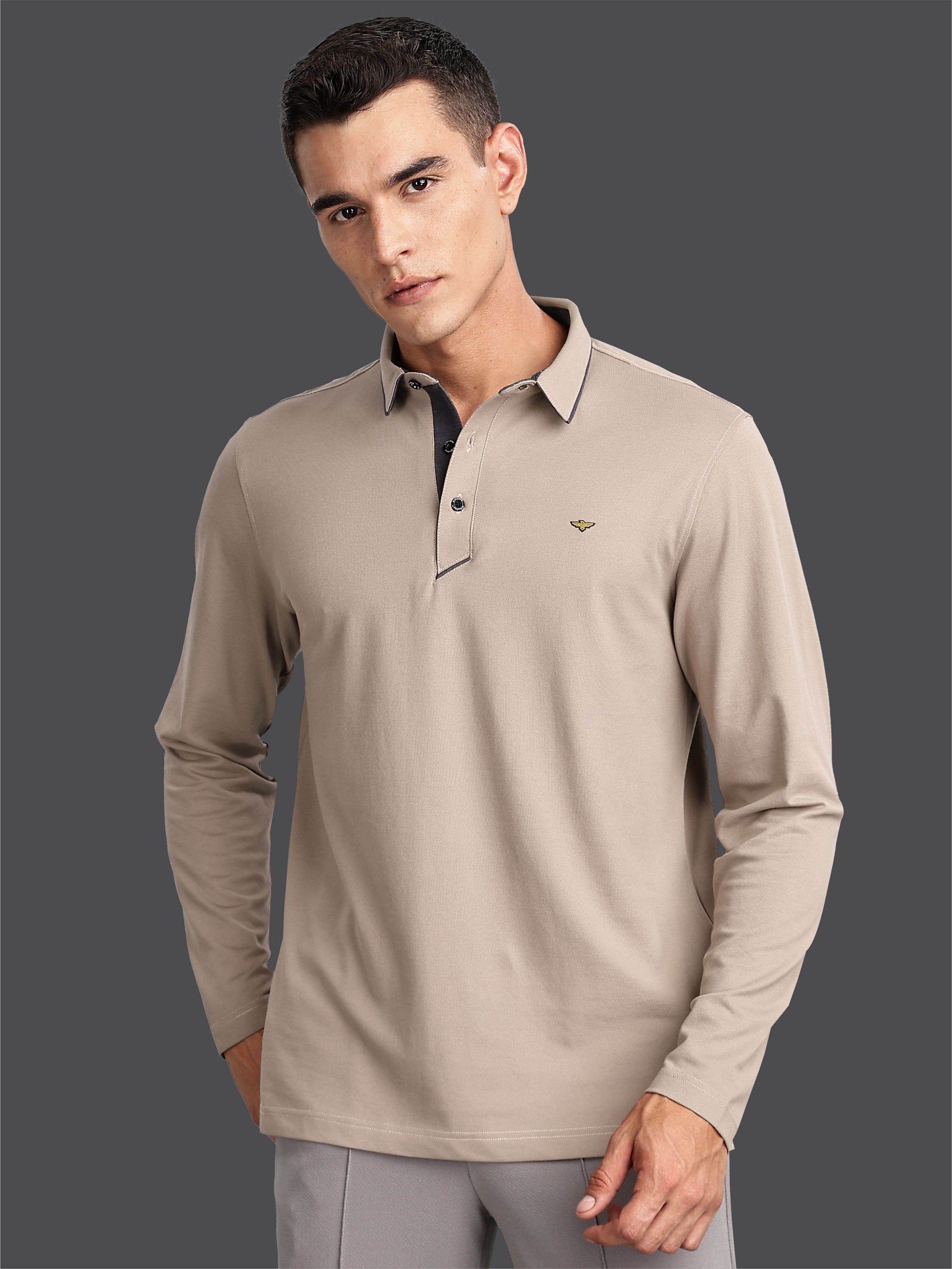 Moose Grey Soft Berry PQ  Full Sleeve T Shirt For Men 