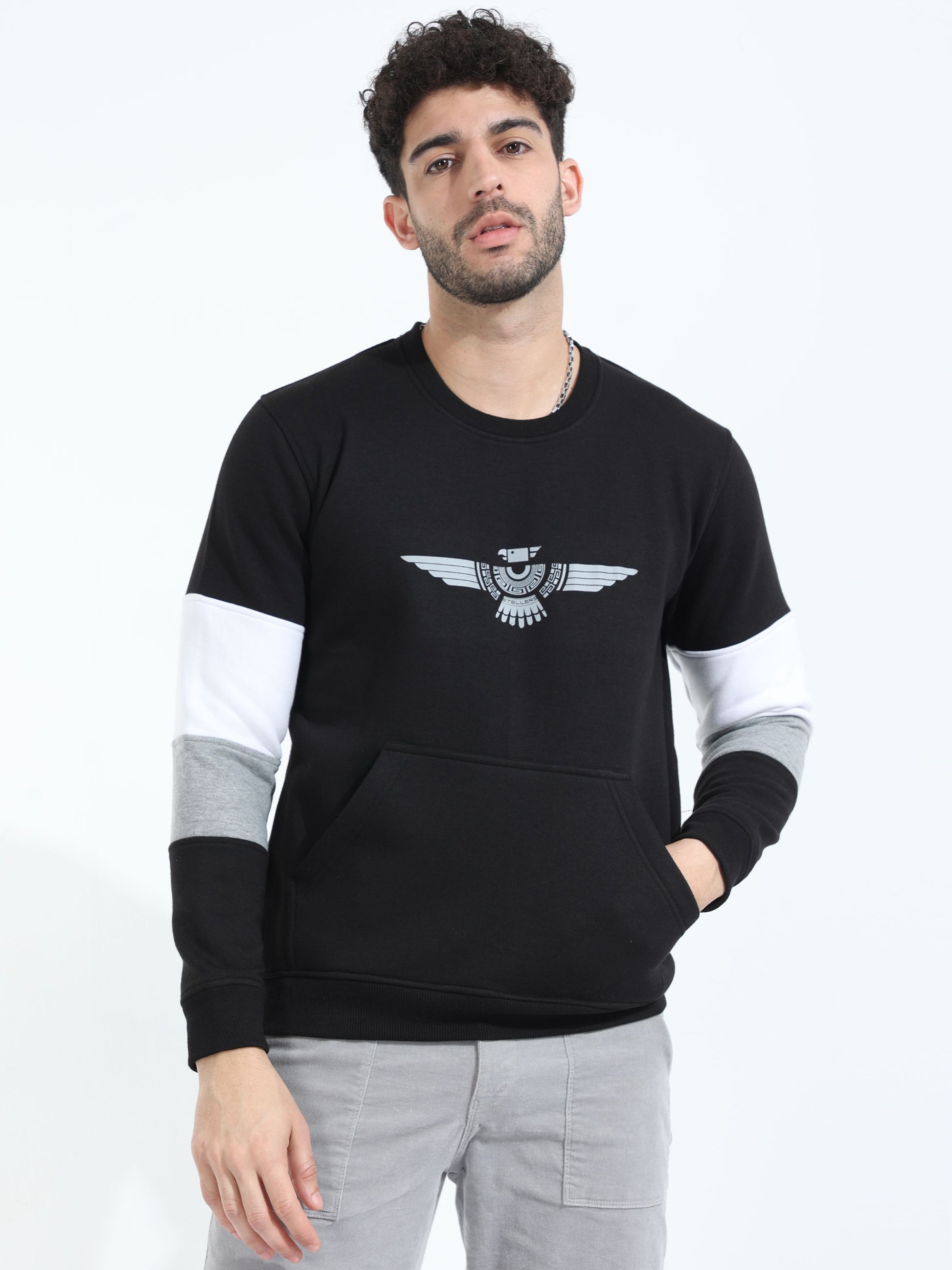  Black Men's Crew Neck Sweatshirt