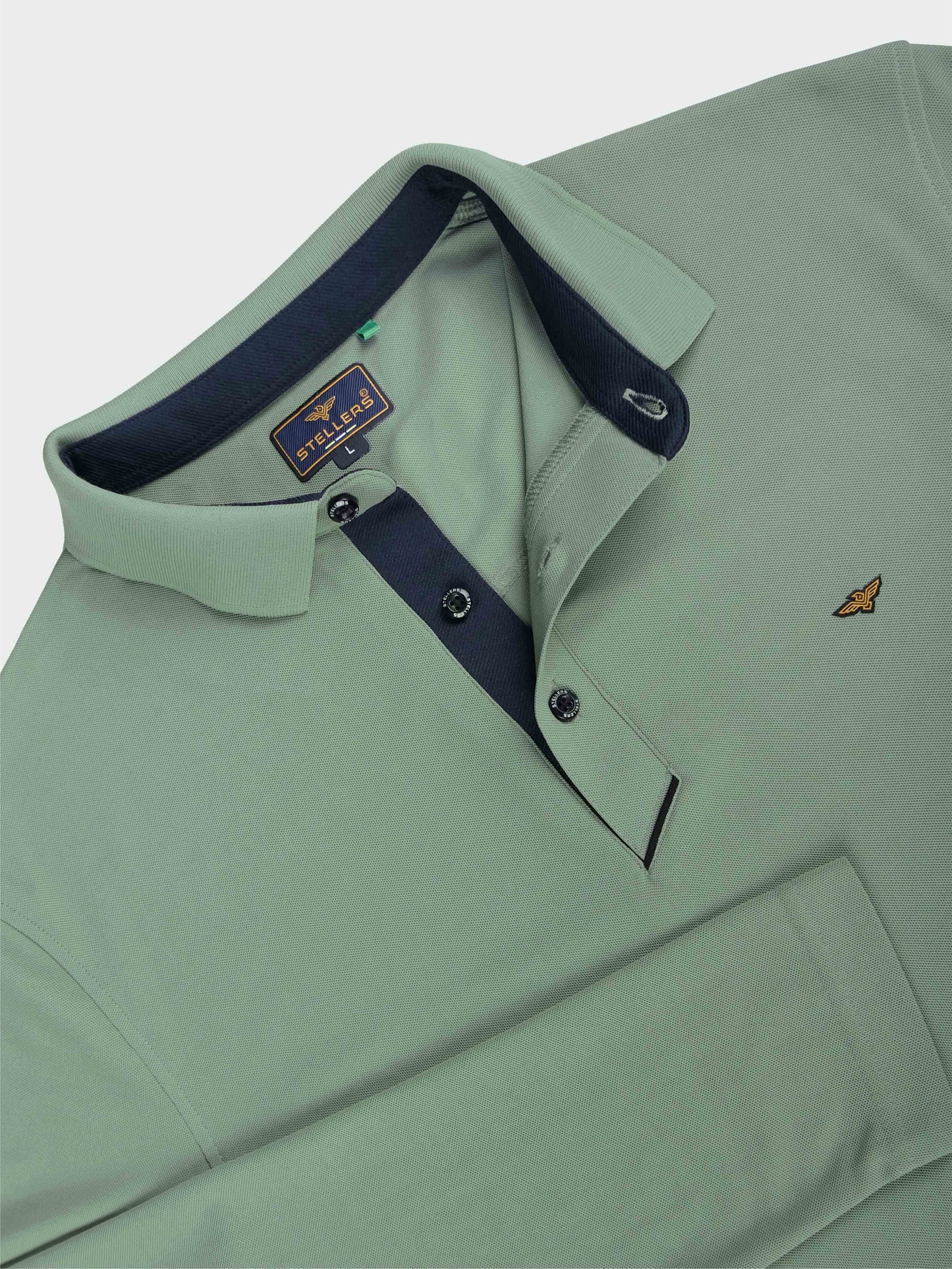 Men's Full Sleeve Polo T-Shirt - Misty Green | Feather Touch Feel | Odour Resistant | Wrinkle Free | Quick Dry | Stretchable | Anti-Static | UV Resistance |
