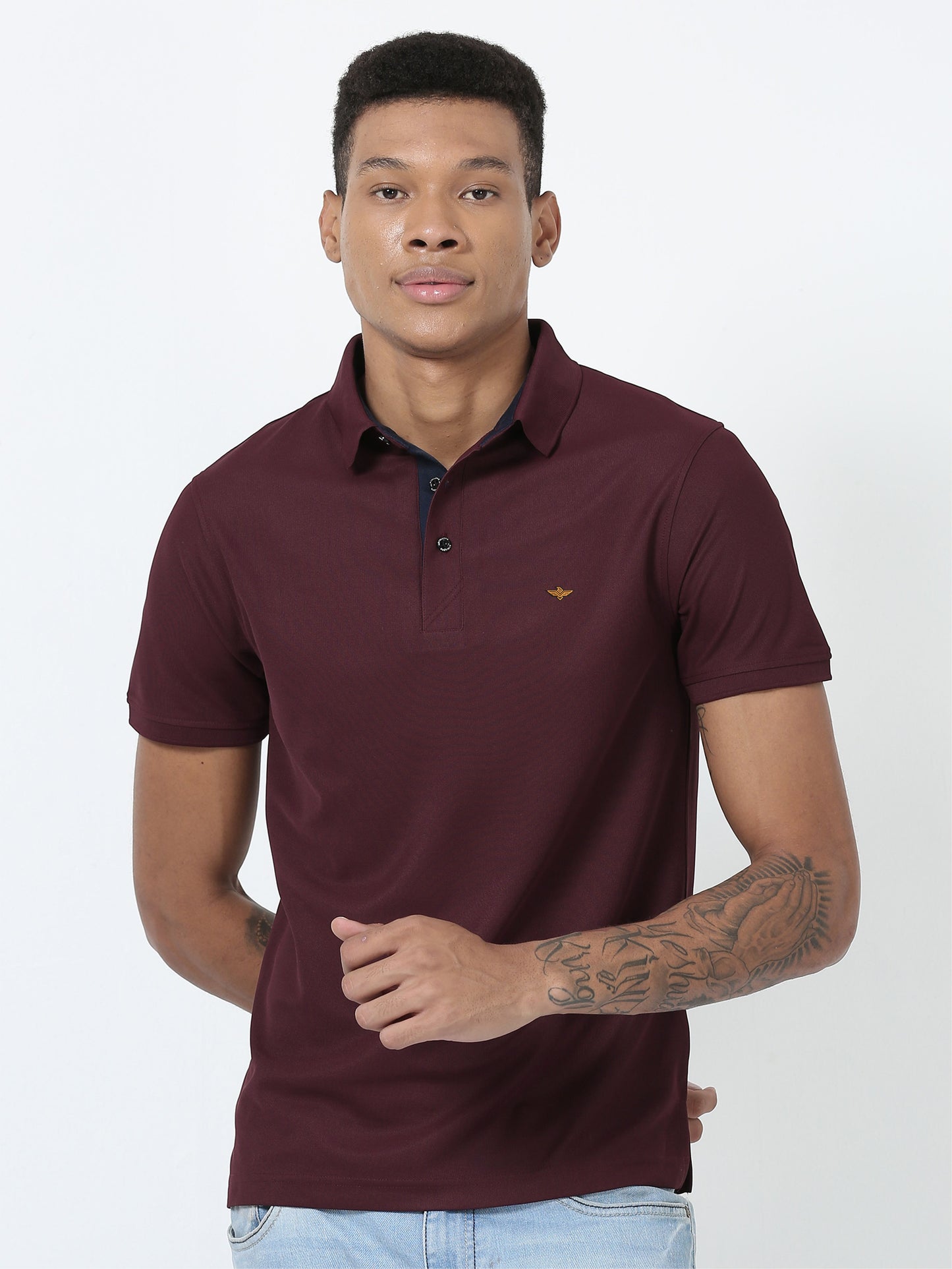 Men Wine Premium Polo T-Shirt | Quick Dry | Stretchable | UV Protected | Wrinkle & Odour-Free