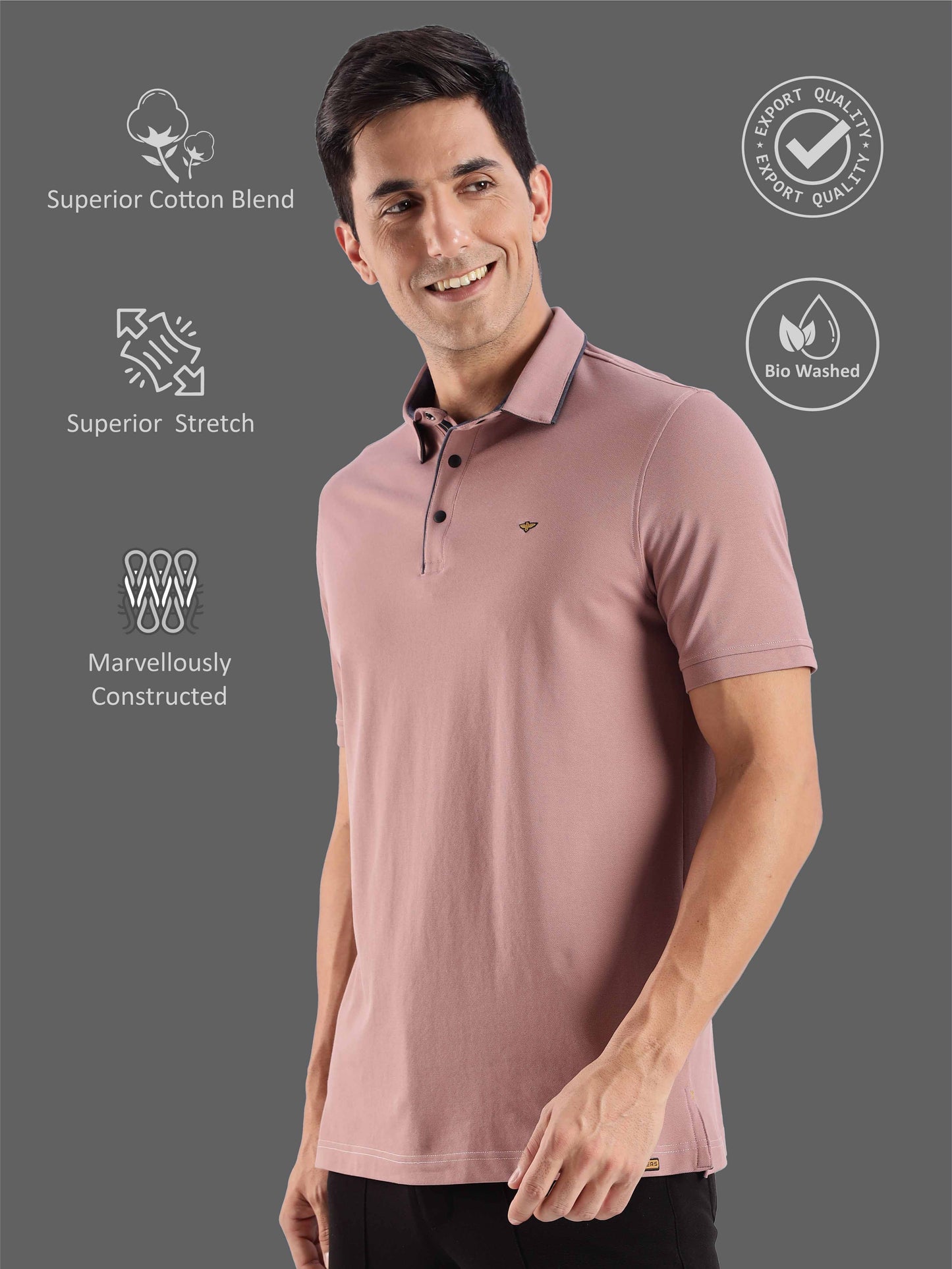 Mauve Men Premium SoftBerry PQ Polo T-Shirt