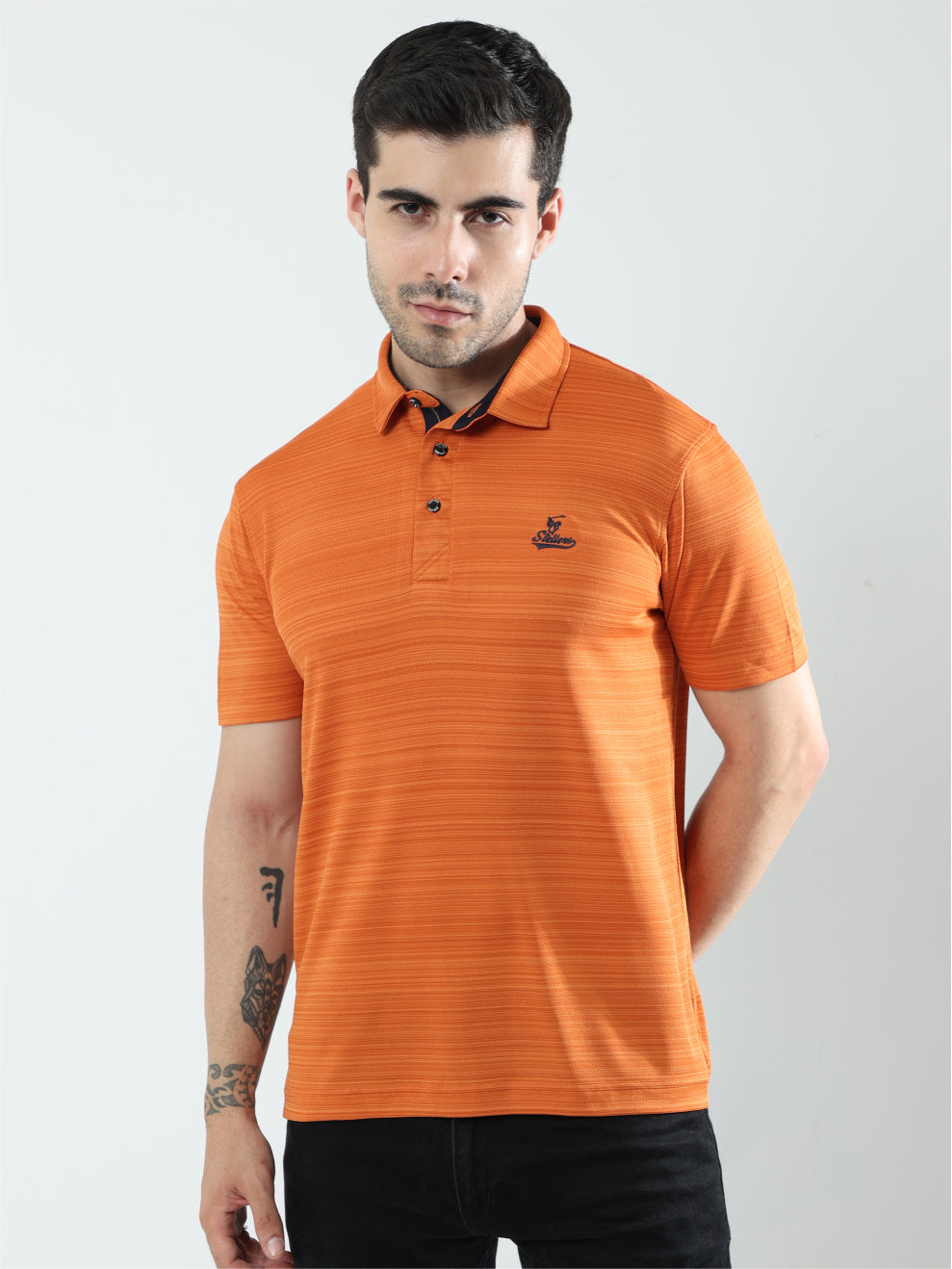 Russet Men's Barcode Weave Golf Polo T Shirt
