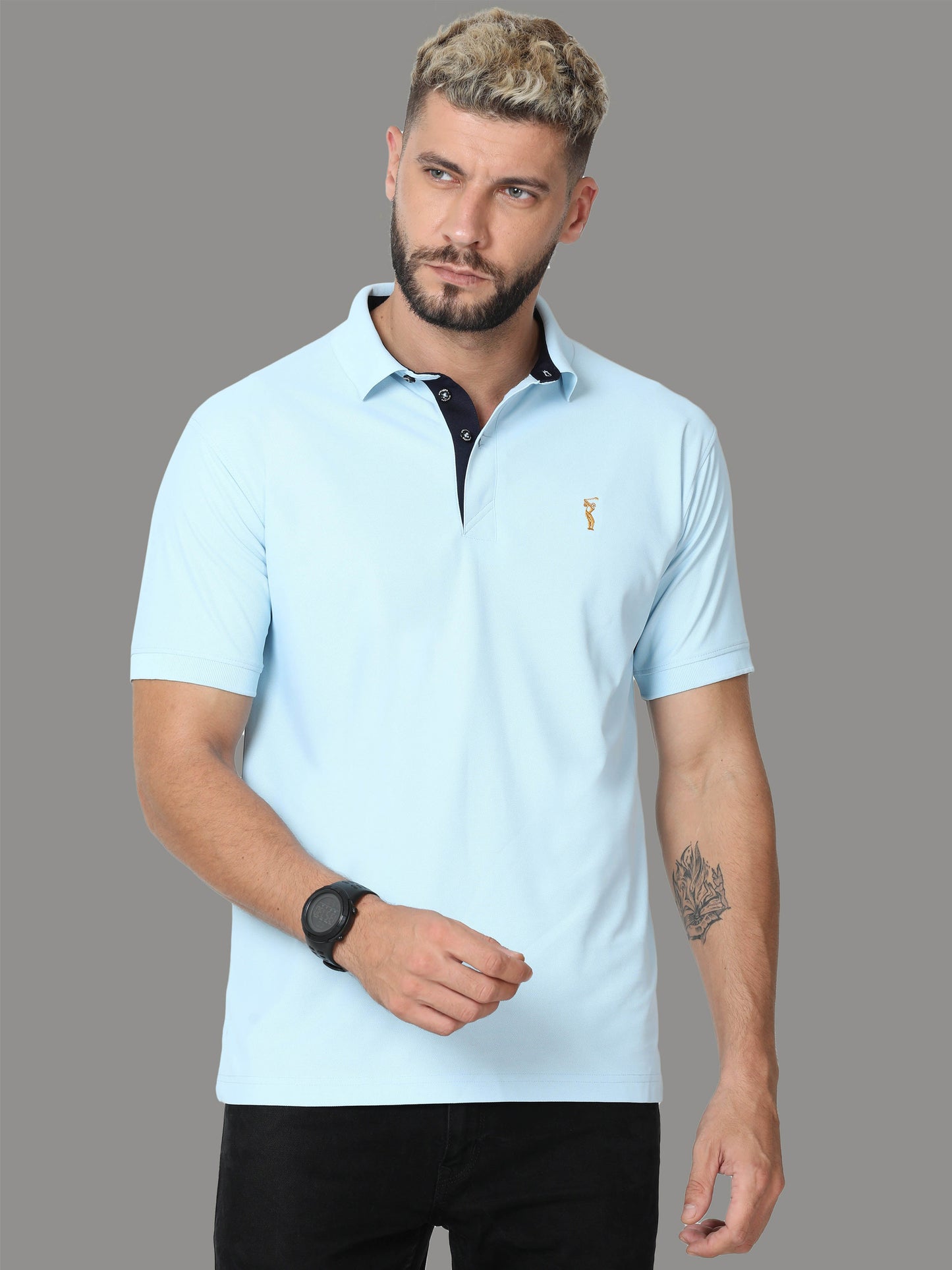 Ice Blue Polo T Shirt for Men