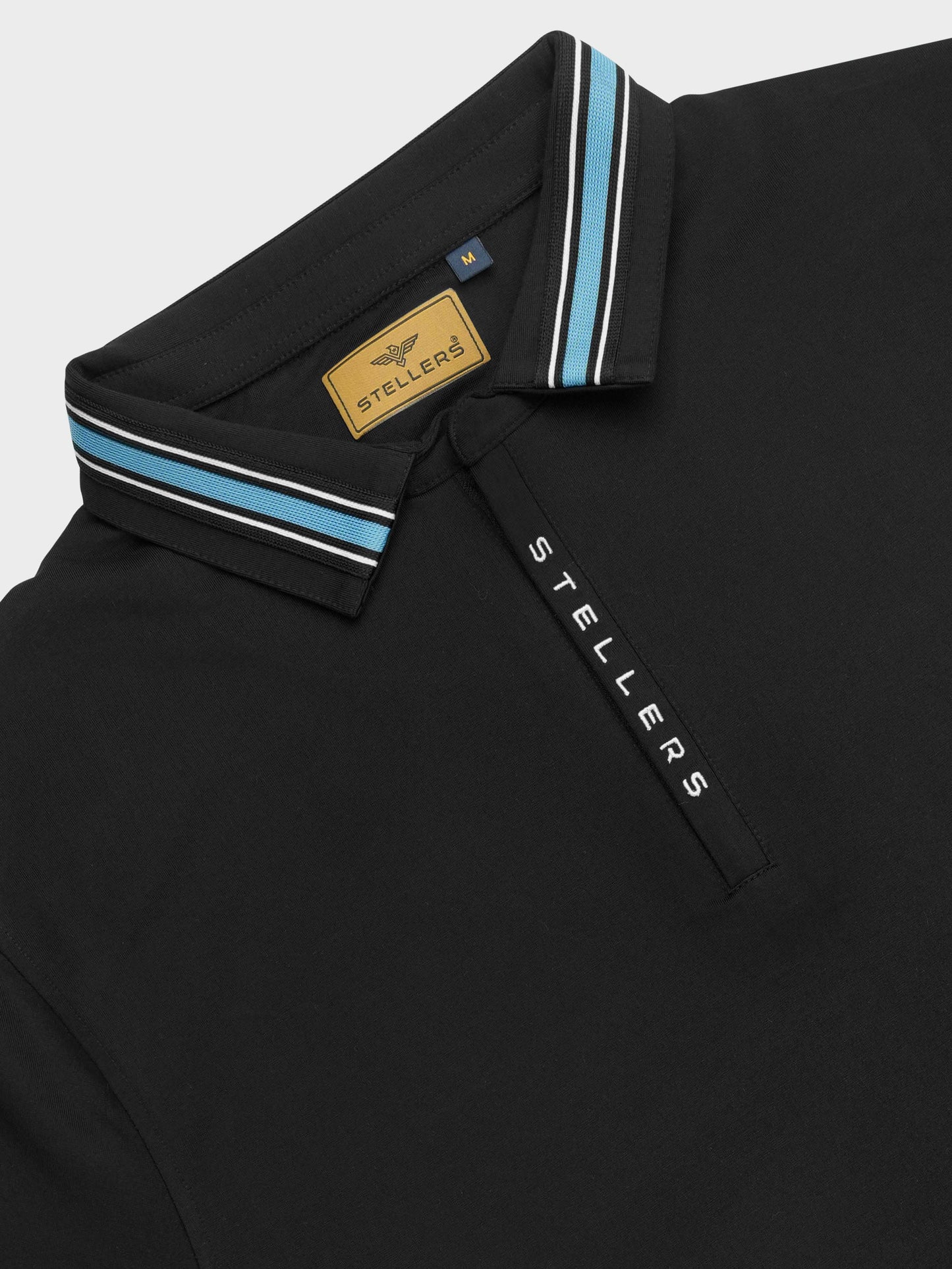 Black Mens Zipper Polo T-Shirt | Wrinkle-Free | Quick Dry |  Odour-Free | Stretchable | UV Protected