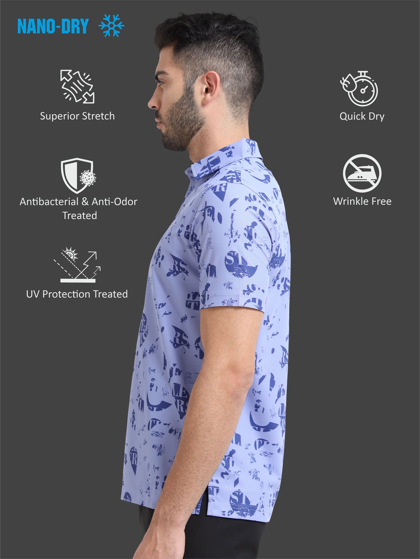 Camstel Purple Printed Polo T Shirt for Men 