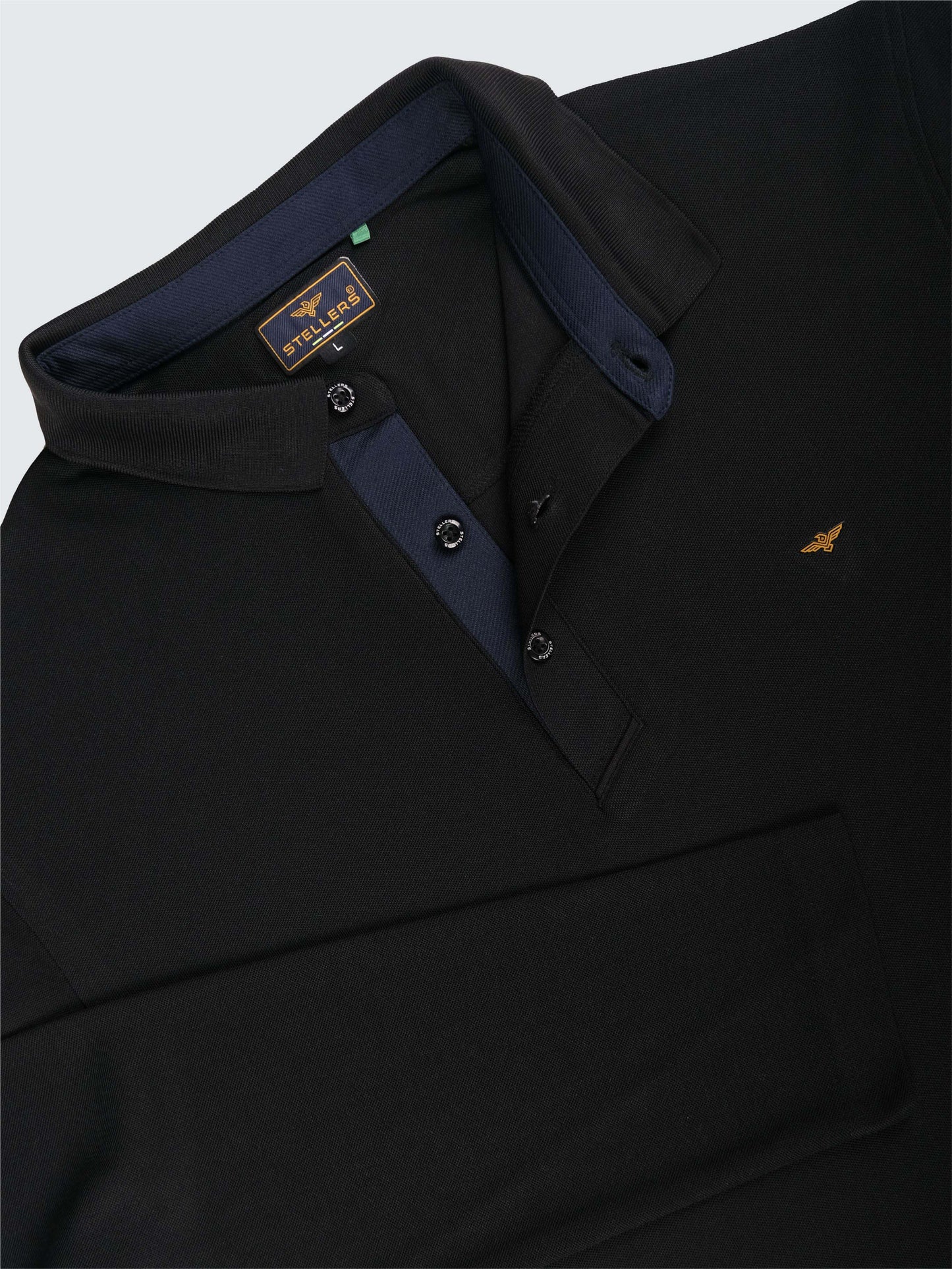 Men's Black Full Sleeve Polo T-Shirt