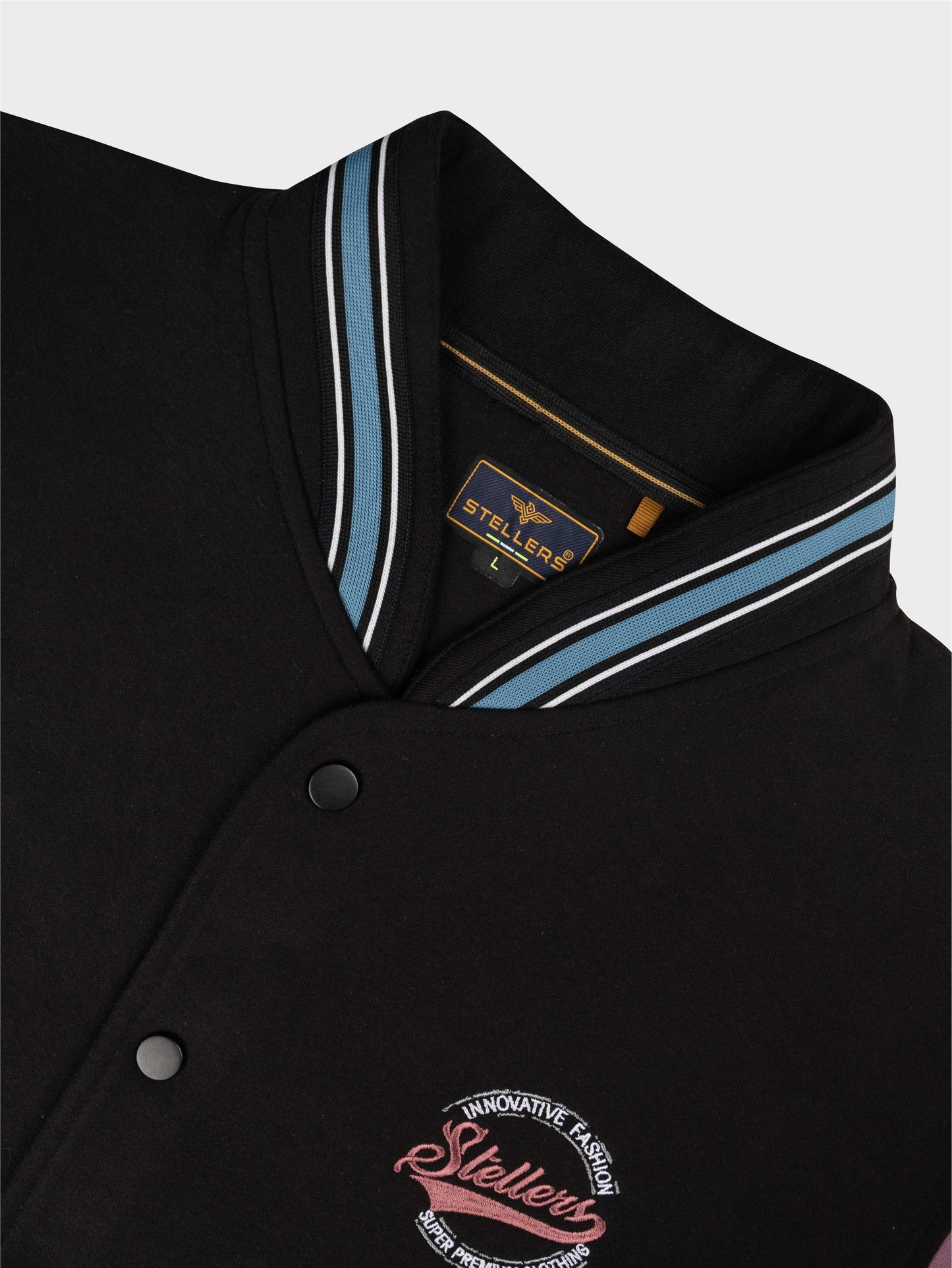 Men Varsity Jacket Black & Purple | Regular Fit | Feather Touch Feel | Warm |