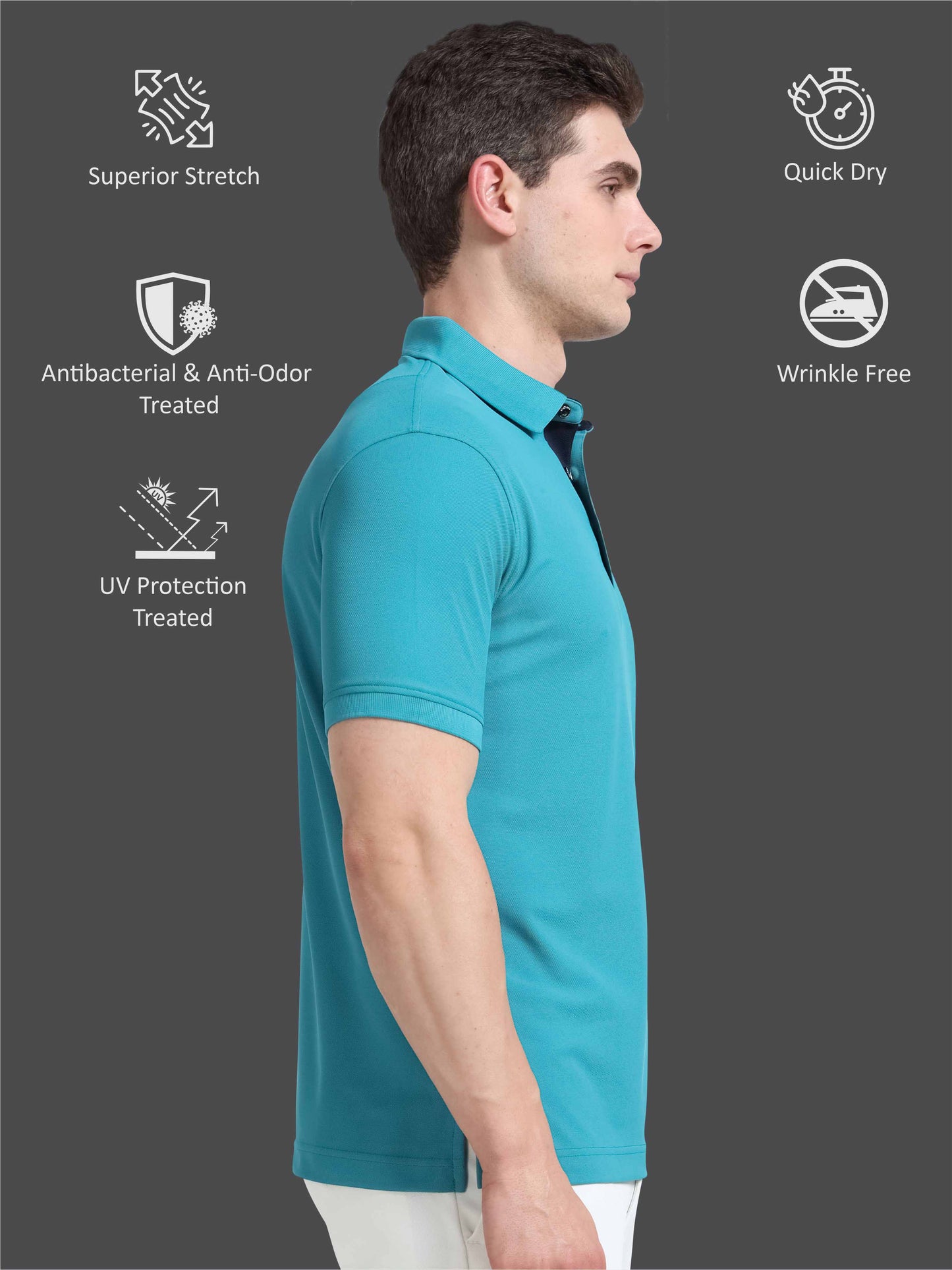 Men Jade Green Premium Golf Polo T-Shirt | Quick Dry | Stretchable | UV Protected | Wrinkle & Odour-Free