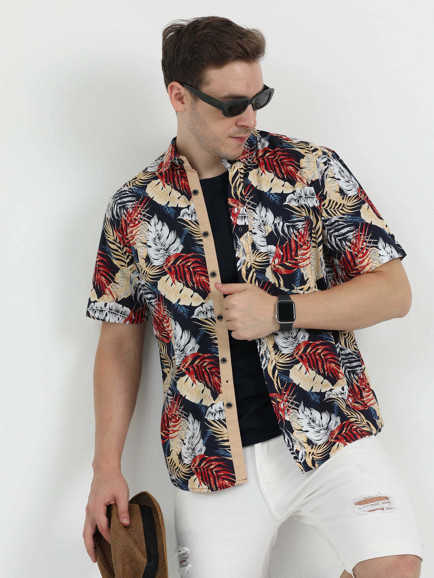Maroon Printed Casual Shirt for Men