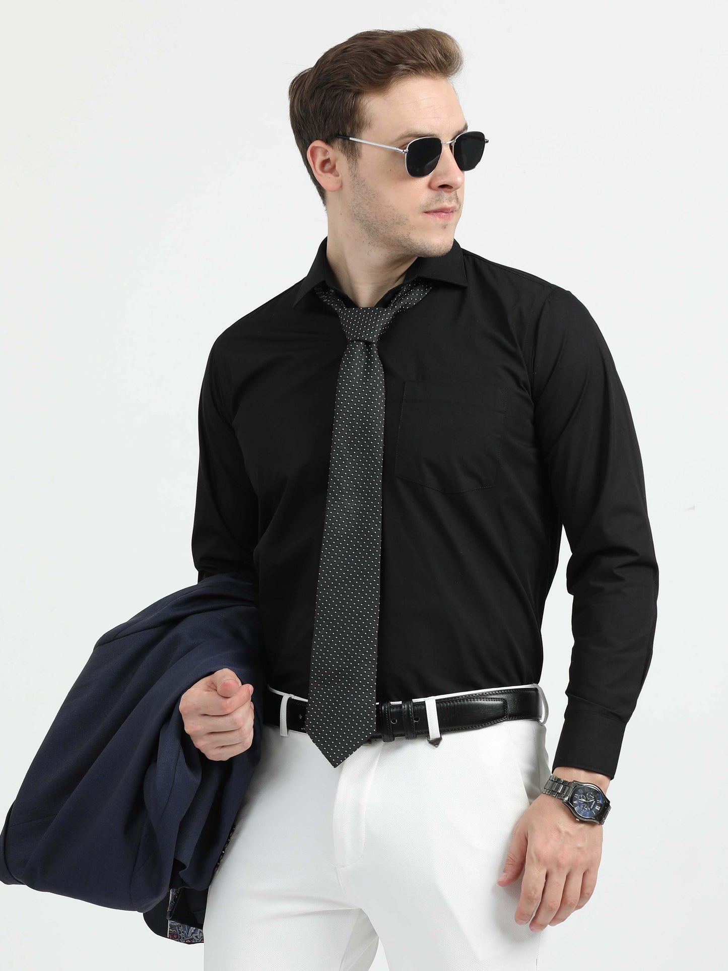 Black Men's Premium Poplin Office Formals