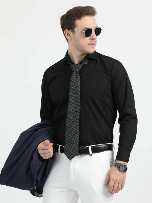 Black Men's Premium Poplin Office Formals