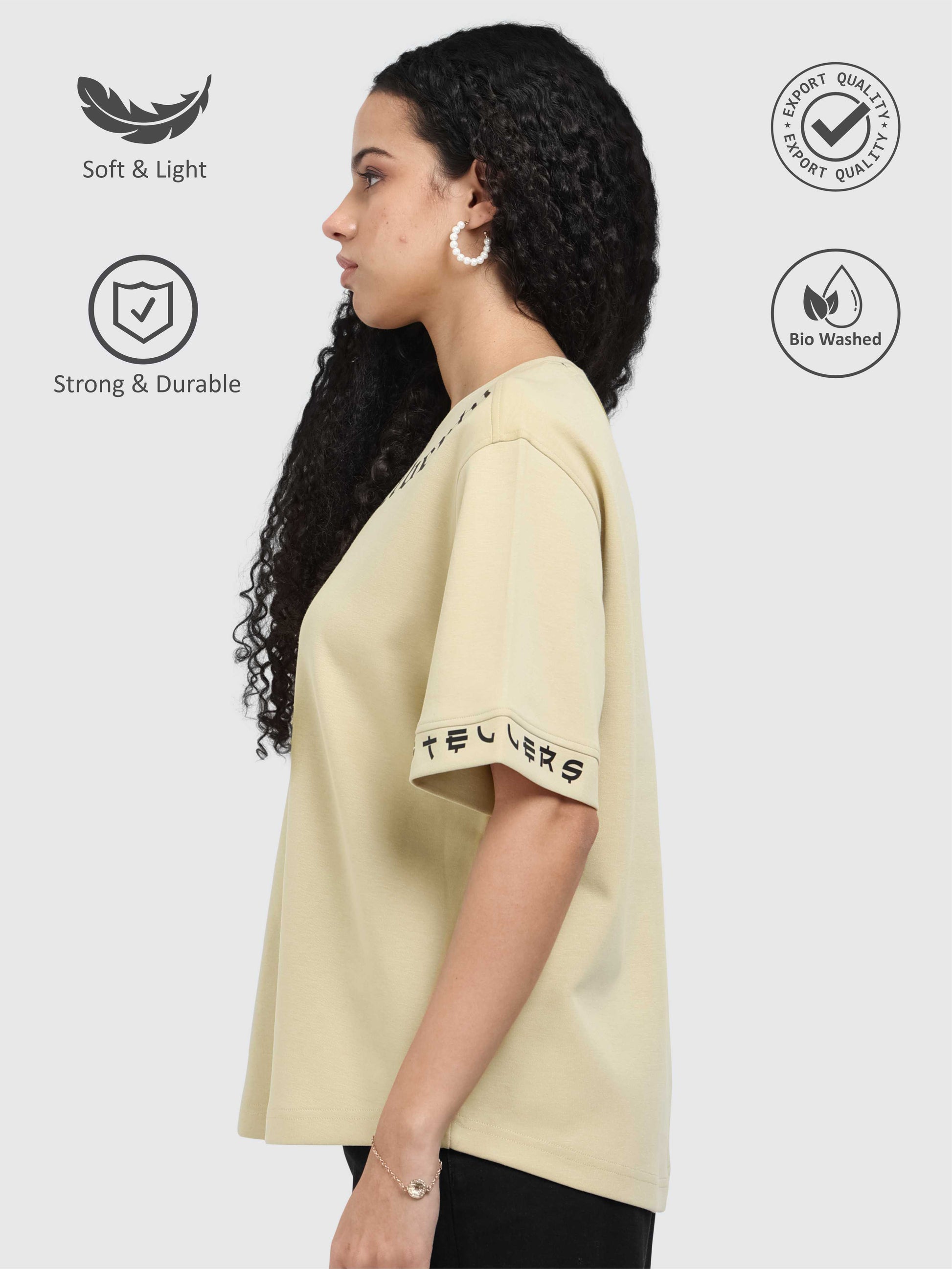 Beige Oversized T Shirt for Women