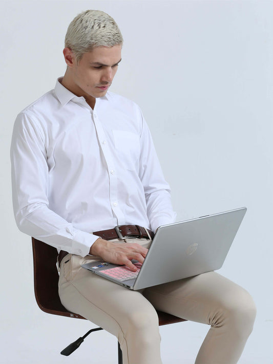 White Men's Premium Poplin Office Formals
