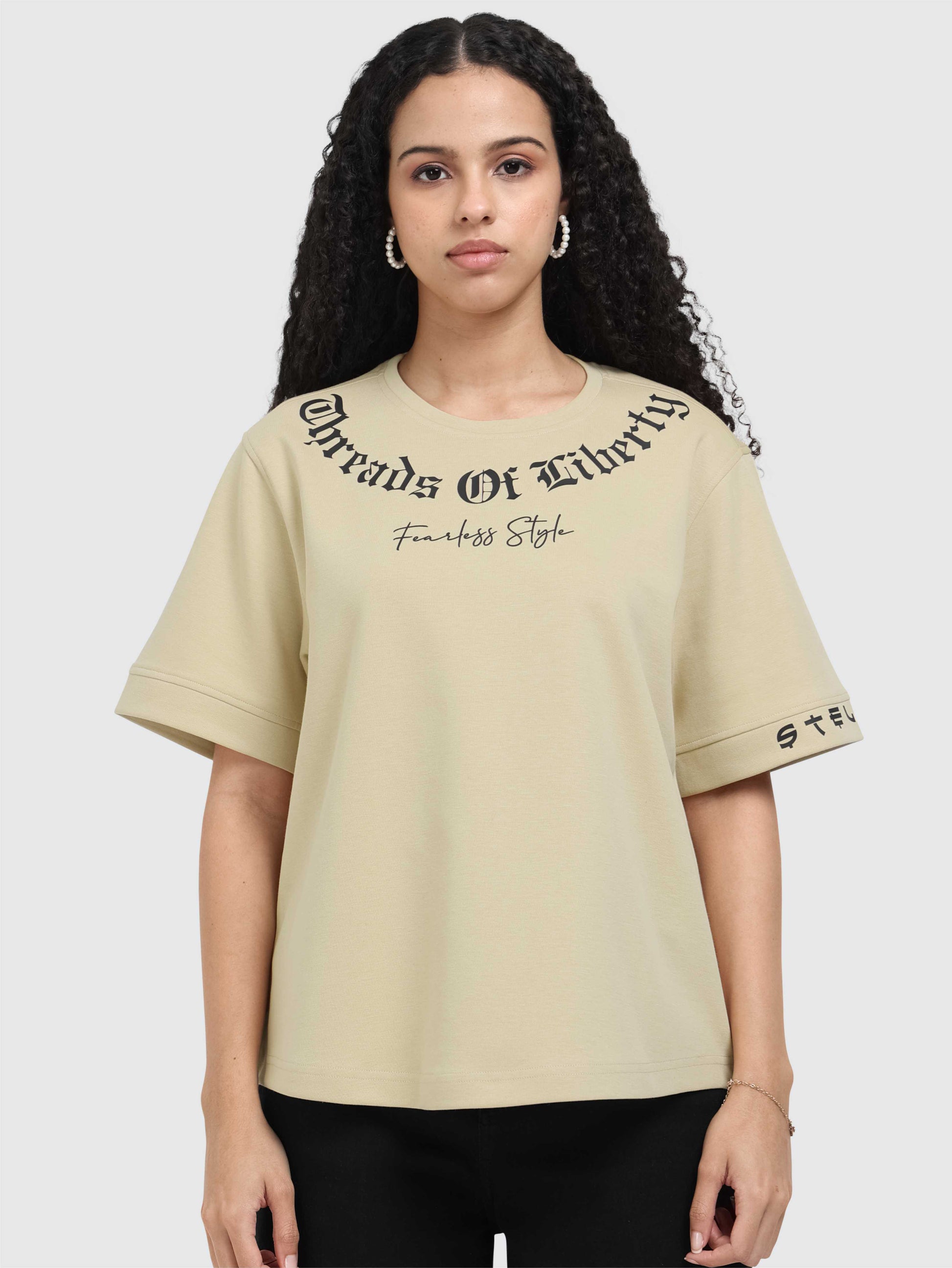 Beige Oversized T Shirt for Women
