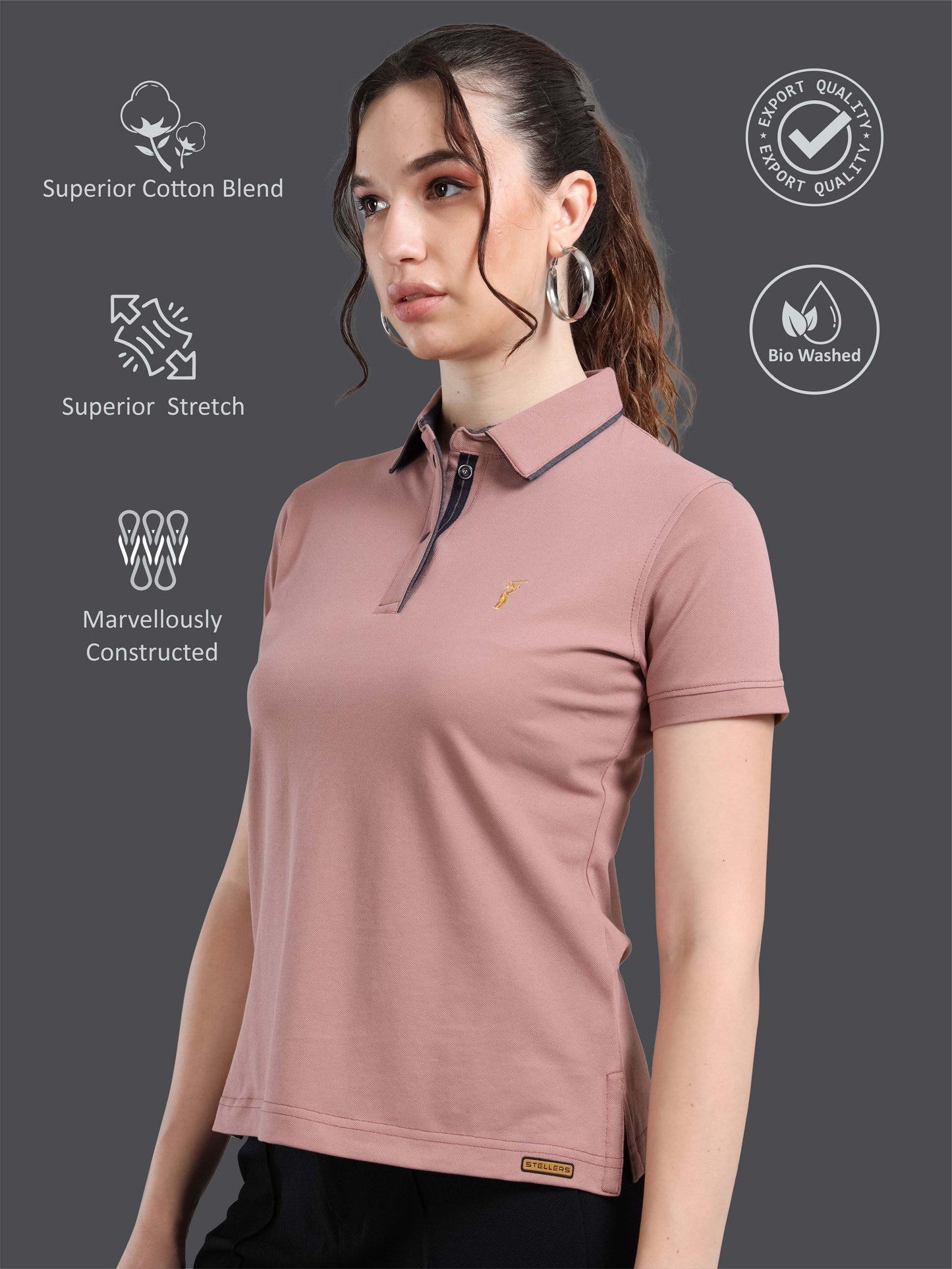 Mauve Women Premium SoftBerry PQ Polo T-Shirt