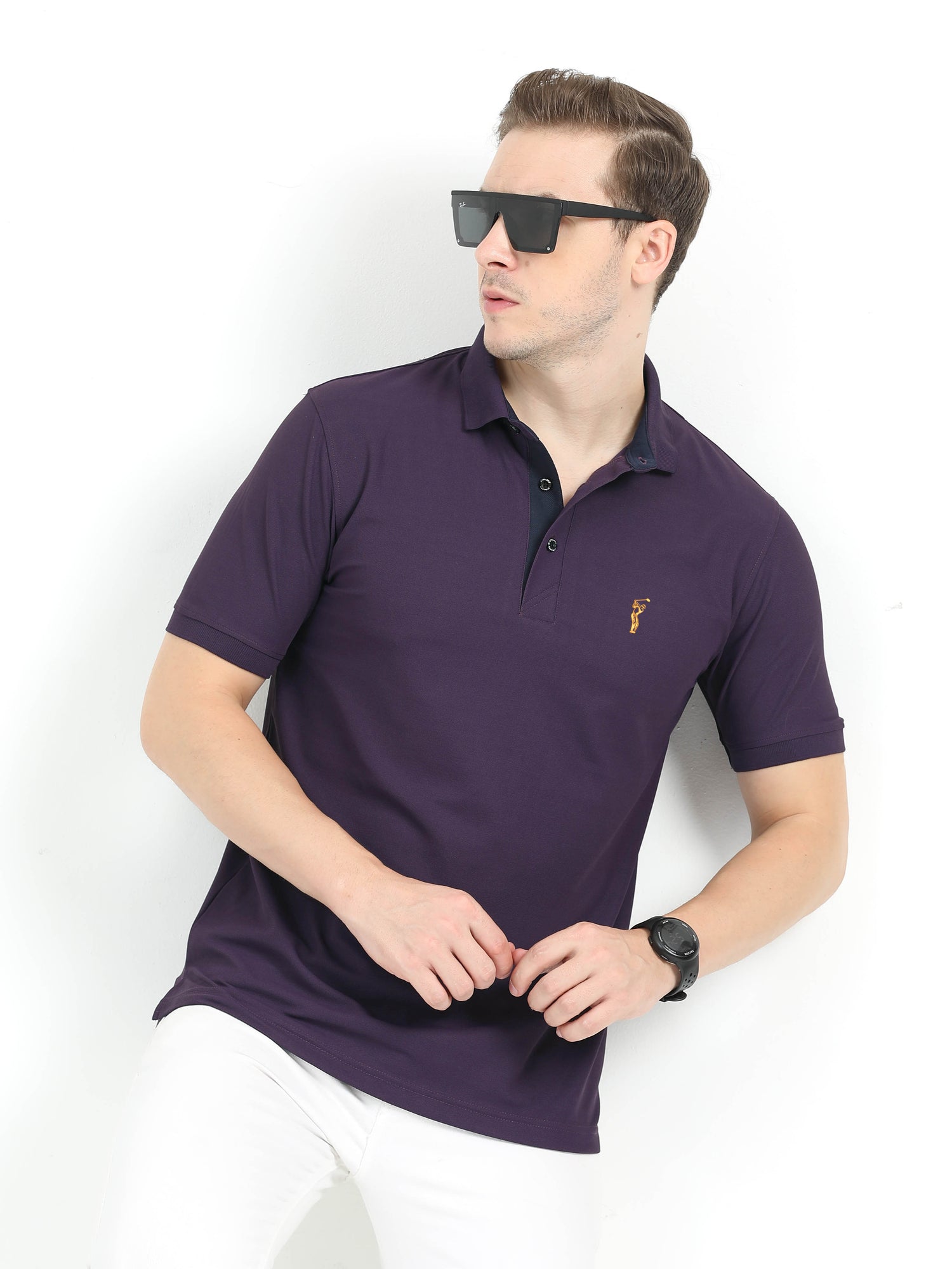 Black Currant Golf Polo T Shirt for Men