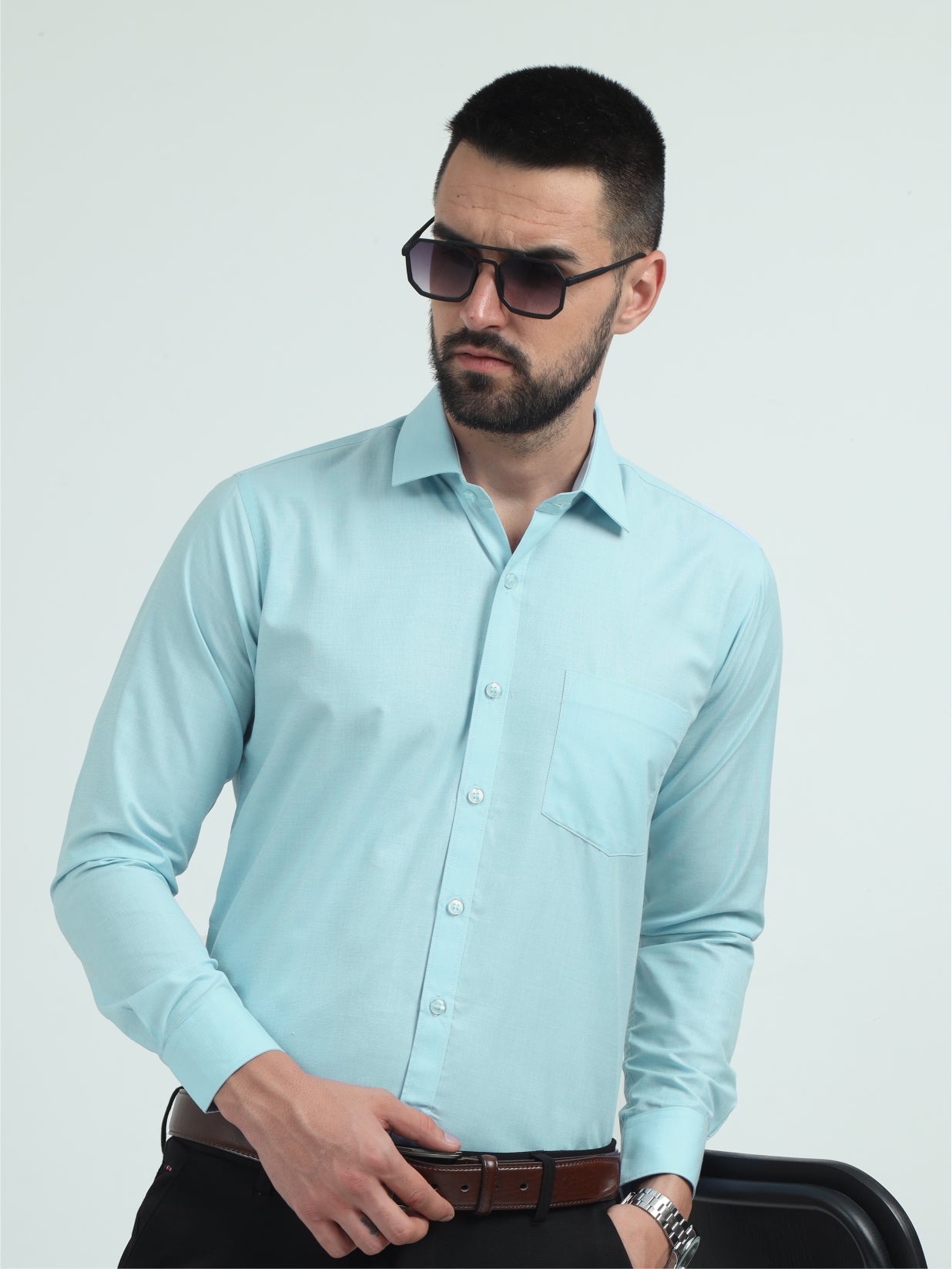Ice Blue  Men's Premium Filla Fill Office Formals