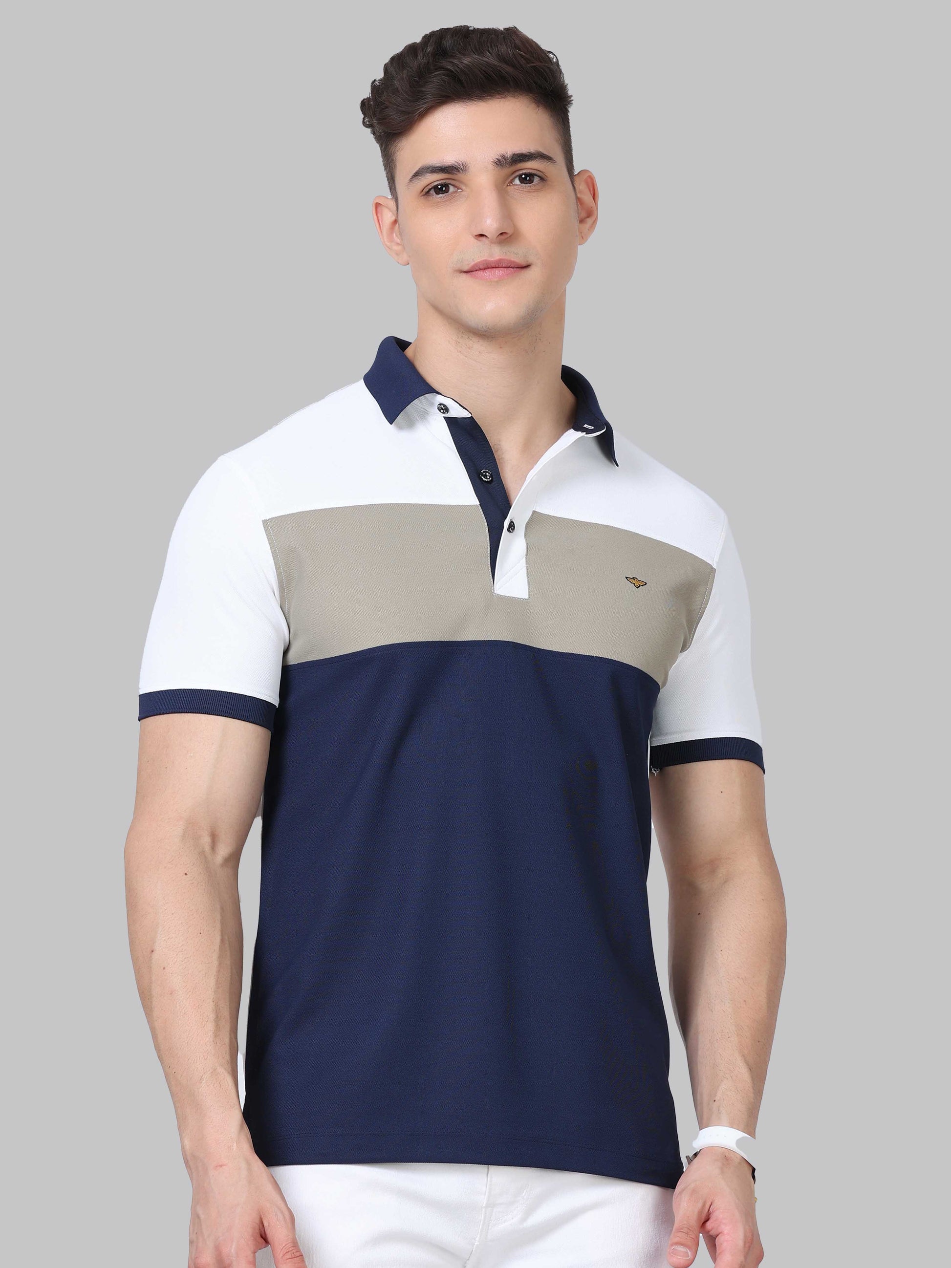Center Panel Golf Polo T Shirt for Men