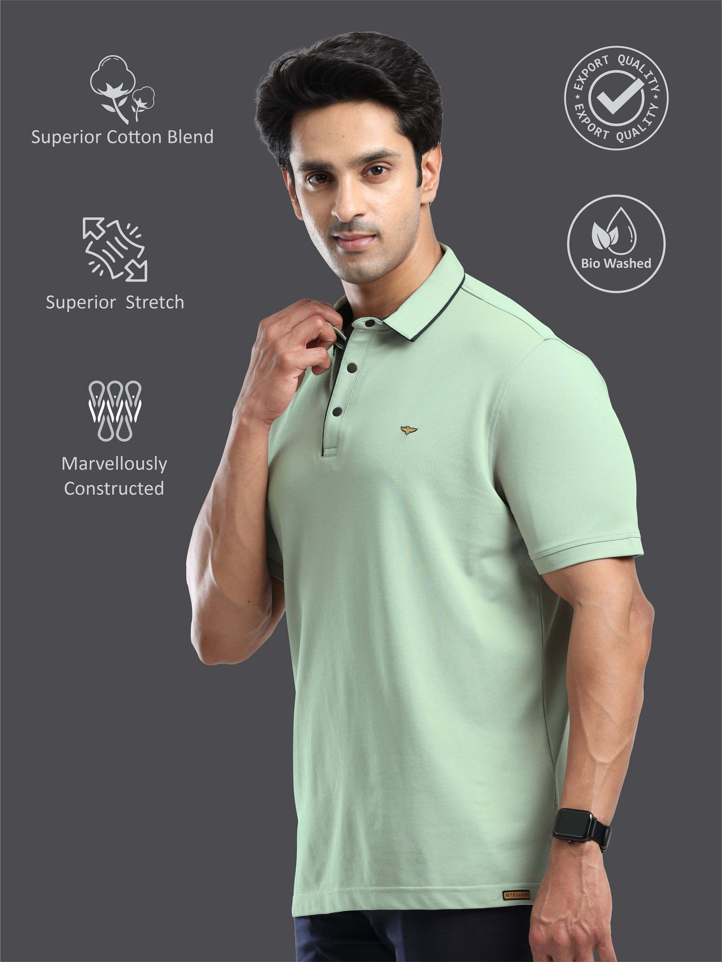 Men Premium SoftBerry PQ Polo T-Shirt - Sea Green