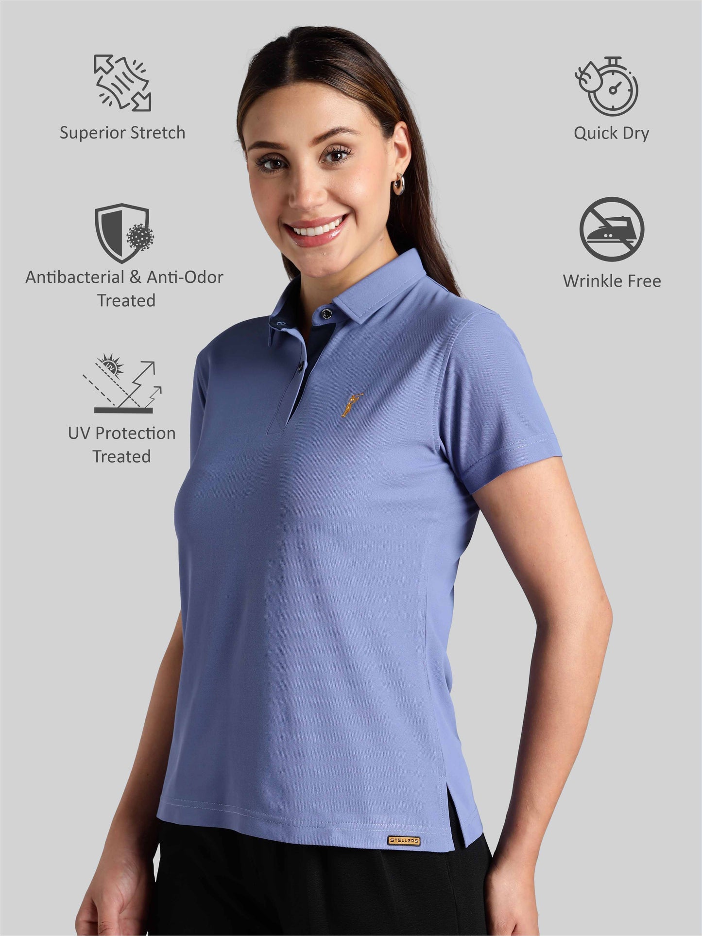 Women's Purple Blue Premium Golf Polo T-Shirt