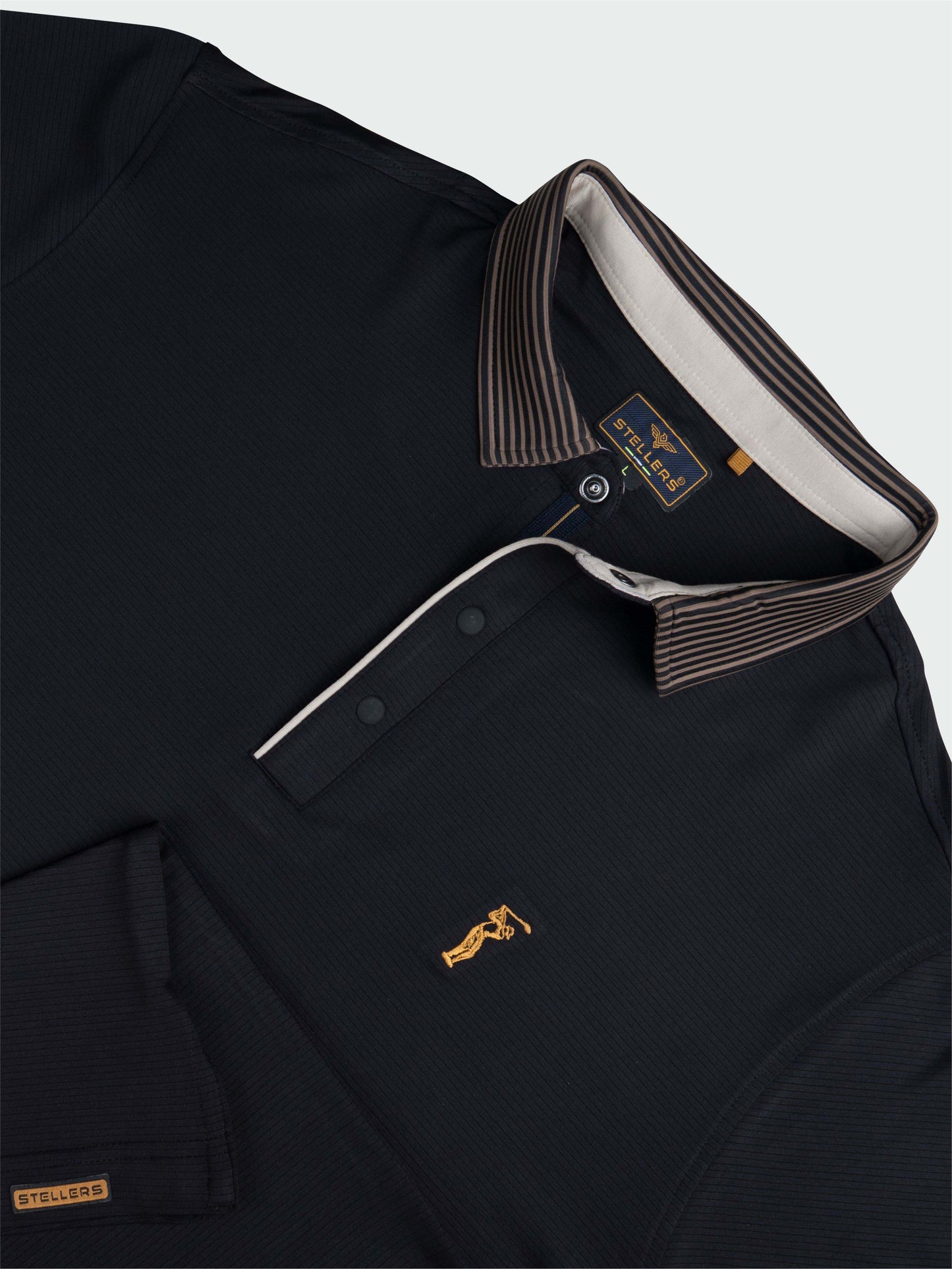 Men Premium Ultra Stripes Polo T-Shirt - Black | Feather Touch Feel | Light Weight | Stretchable | Sustainable