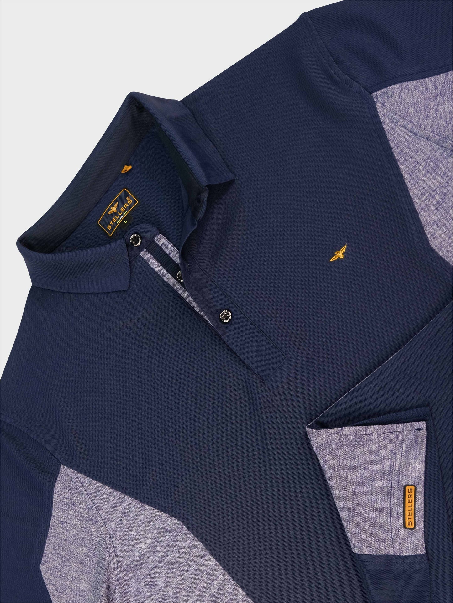 Men's Navy Blue Color Block Polo T-Shirt | Wrinkle-Free | Quick Dry | Stretchable |  Odour-Free | UV Protected