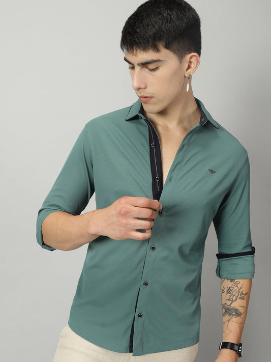Men's Premium Knitted Shirts-Ivory Green
