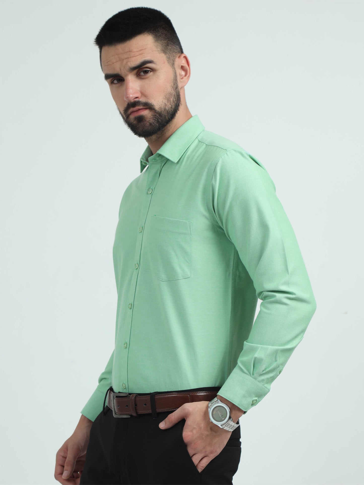 Pista Green Men's Premium Oxford Office Formals