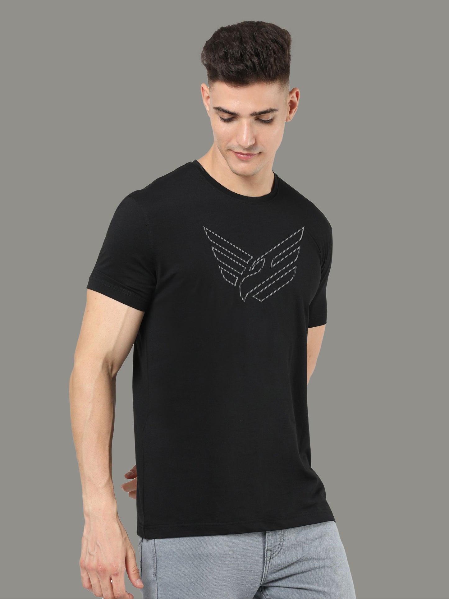 Black Men's Crew Neck T-Shirts Dot Eagle